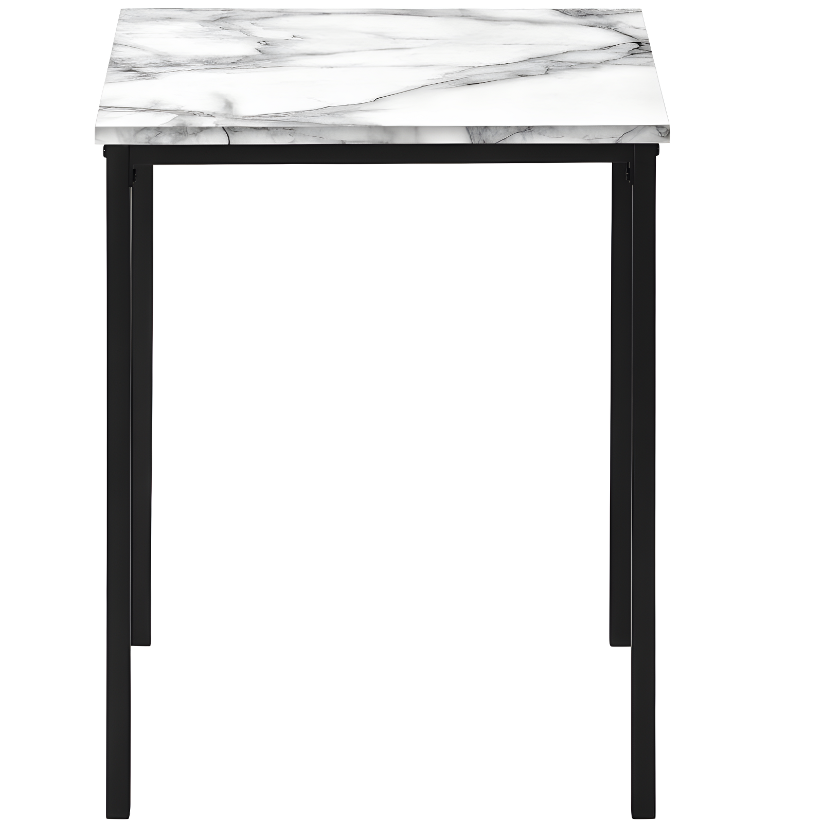 Monarch Specialties Table Set 3pcs Set Coffee End Black Metal White Marble Look Laminate Contemporary Modern