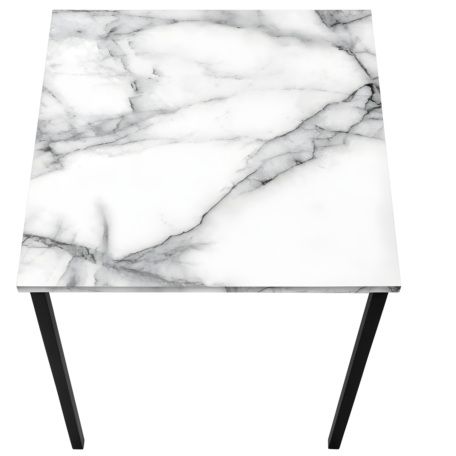 Monarch Specialties Table Set 3pcs Set Coffee End Black Metal White Marble Look Laminate Contemporary Modern