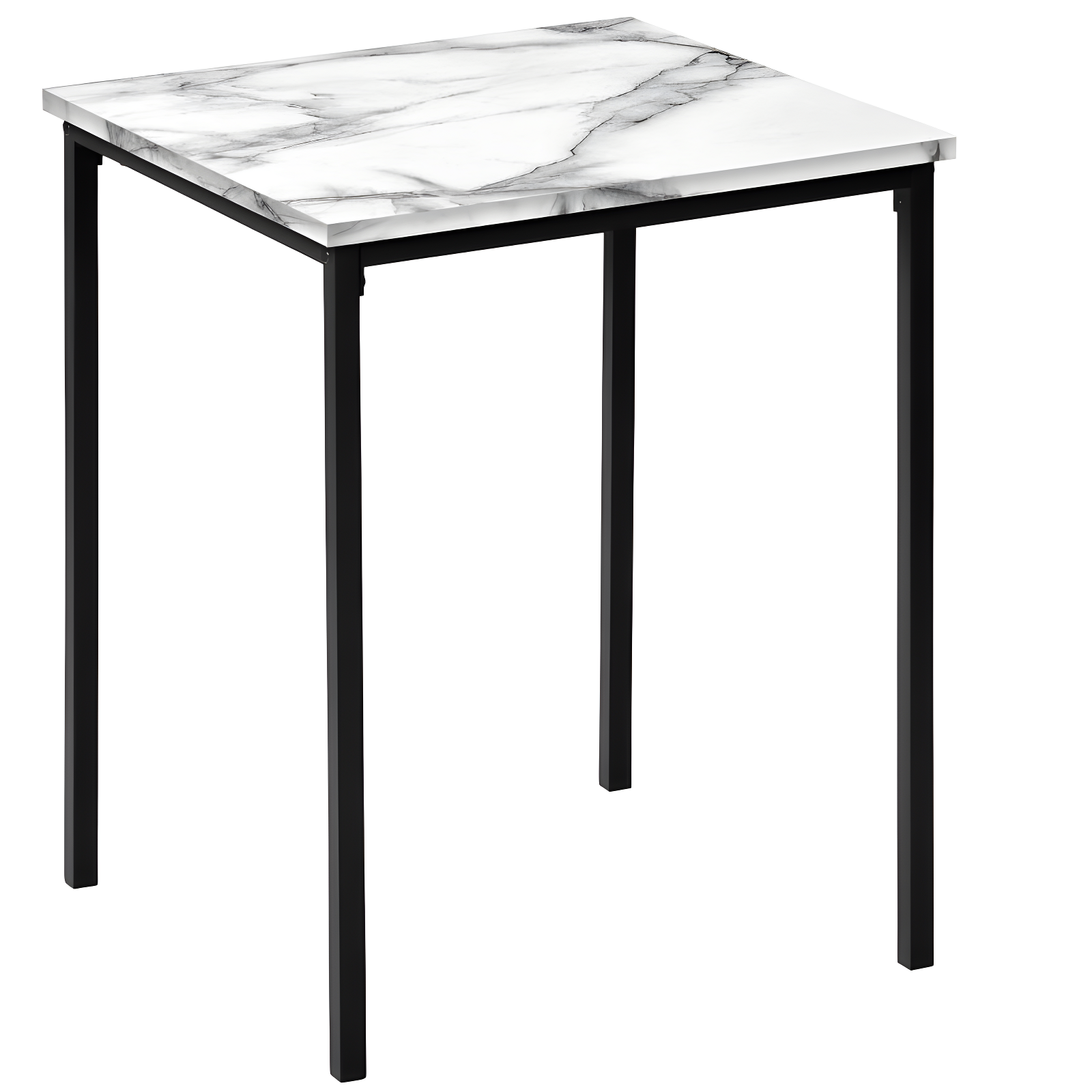 Monarch Specialties Table Set 3pcs Set Coffee End Black Metal White Marble Look Laminate Contemporary Modern