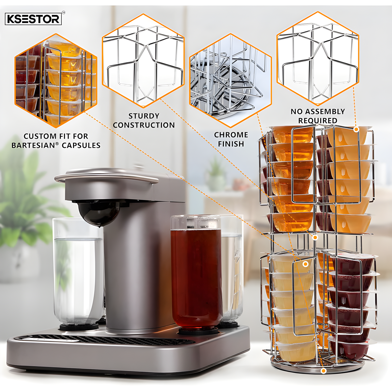 Anadea Storage Carousel for Capsules Holds up to 48  Pods - 360-Degree Rotation - Bartesian Pod Holder | Wayfair