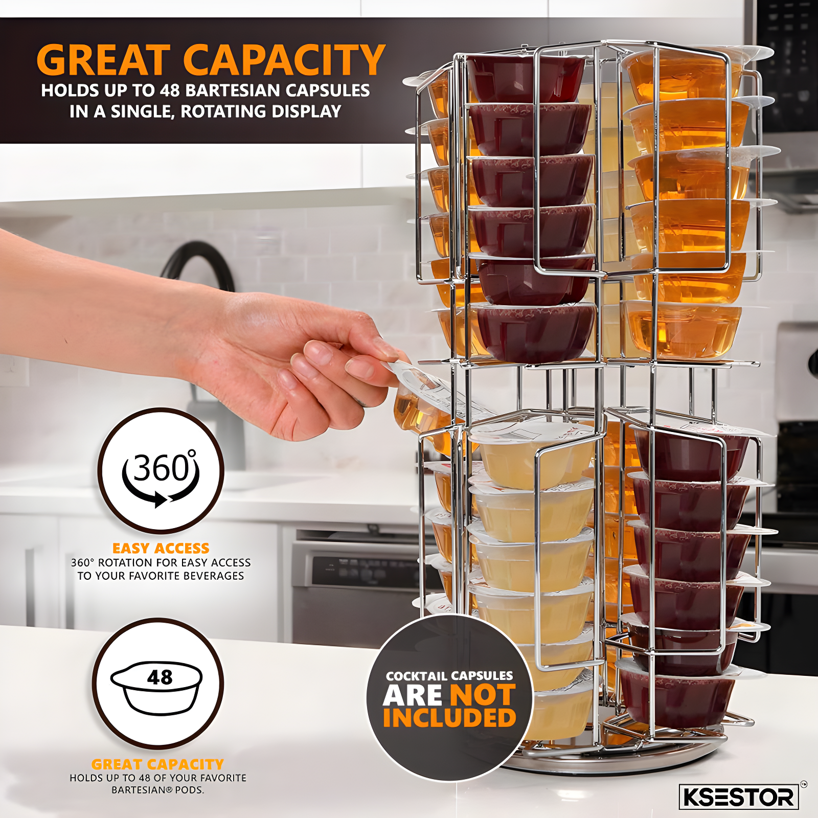 Anadea Storage Carousel for Capsules Holds up to 48  Pods - 360-Degree Rotation - Bartesian Pod Holder | Wayfair