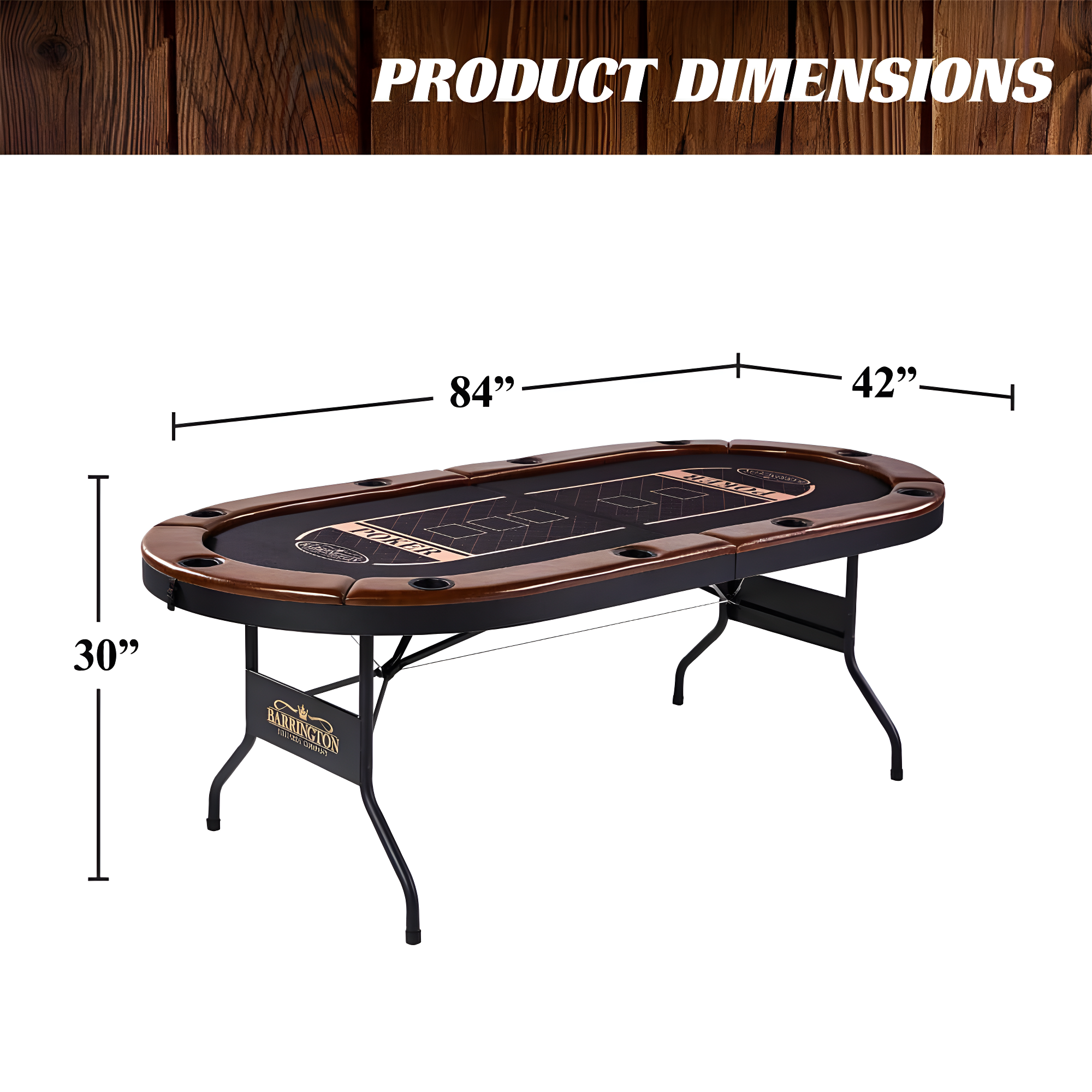 Charleston Premium Texas Hold'em 84" 10 - Player Poker Table