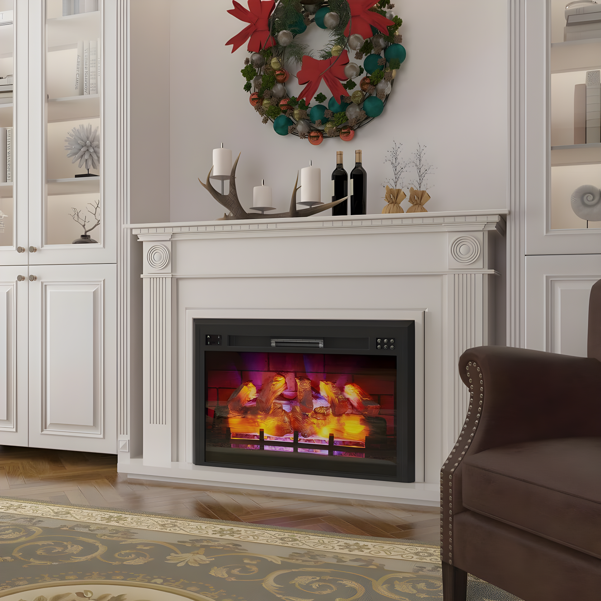 35"W Recessed Multicolor LED Electric Fireplace - 35