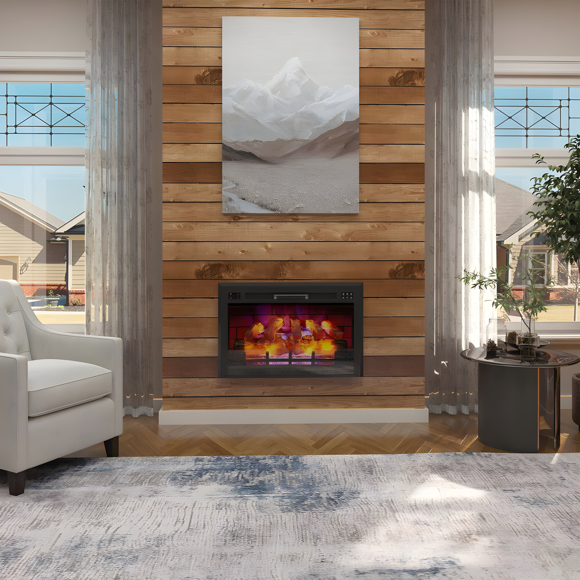 35"W Recessed Multicolor LED Electric Fireplace - 35