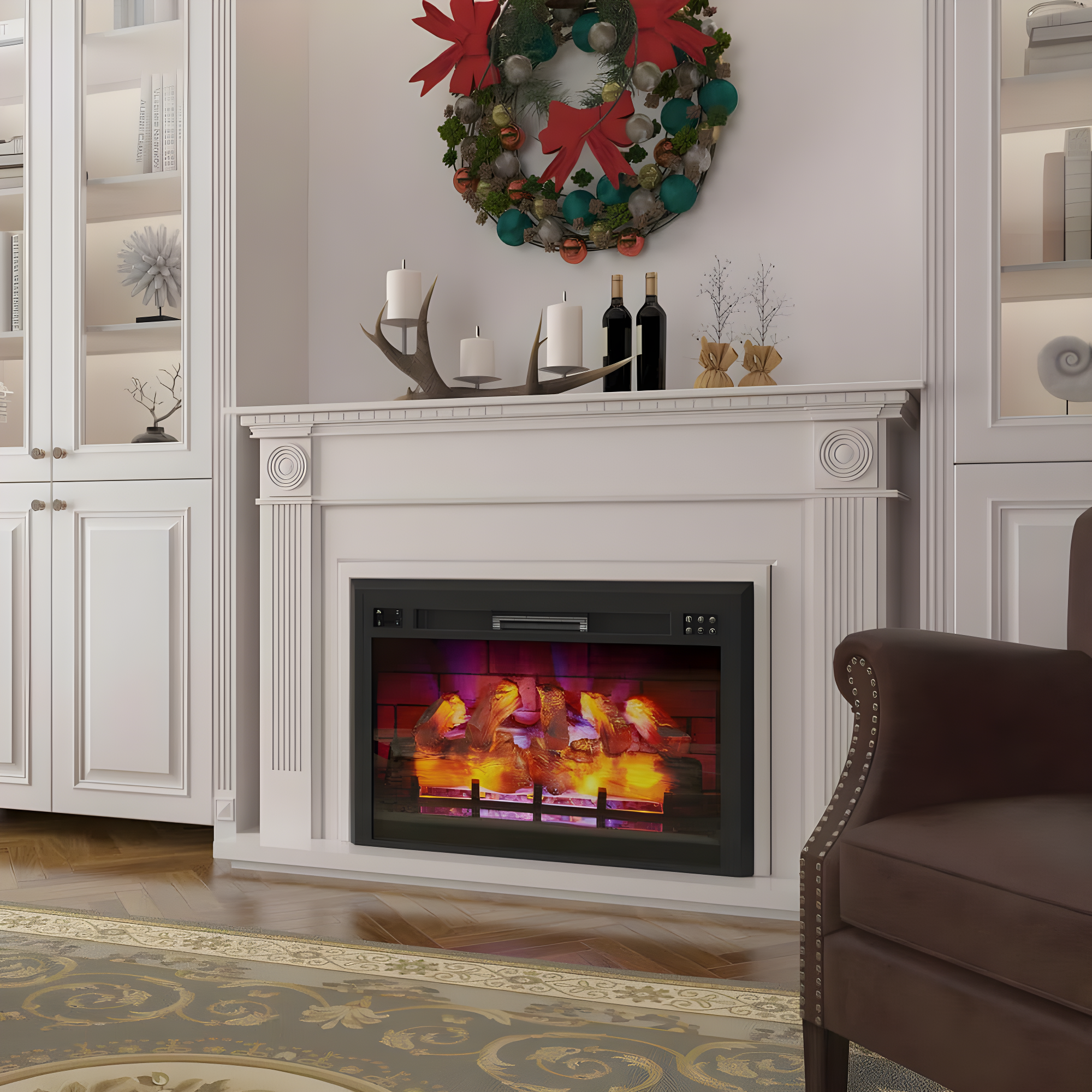 35"W Recessed Multicolor LED Electric Fireplace - 35