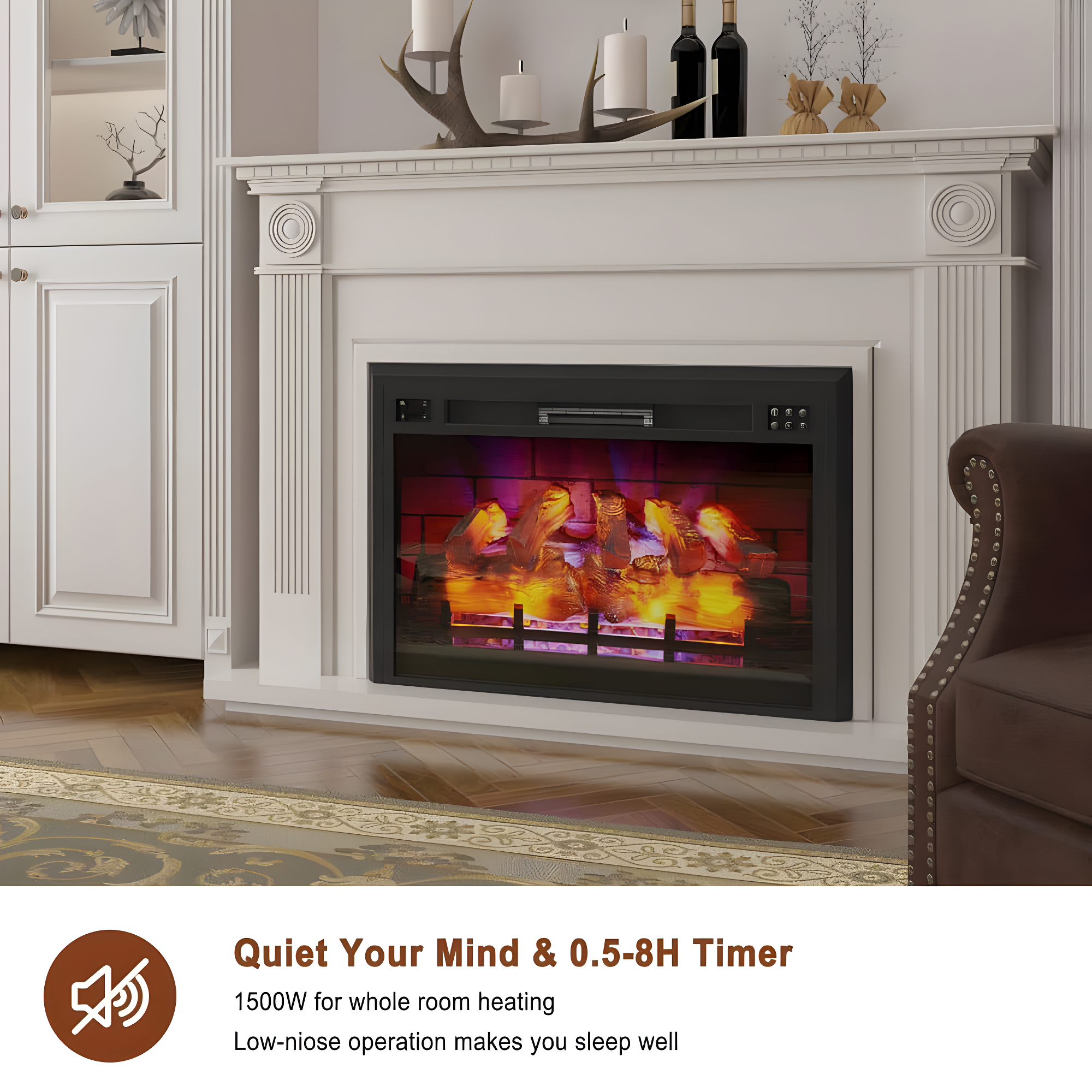 35"W Recessed Multicolor LED Electric Fireplace - 35