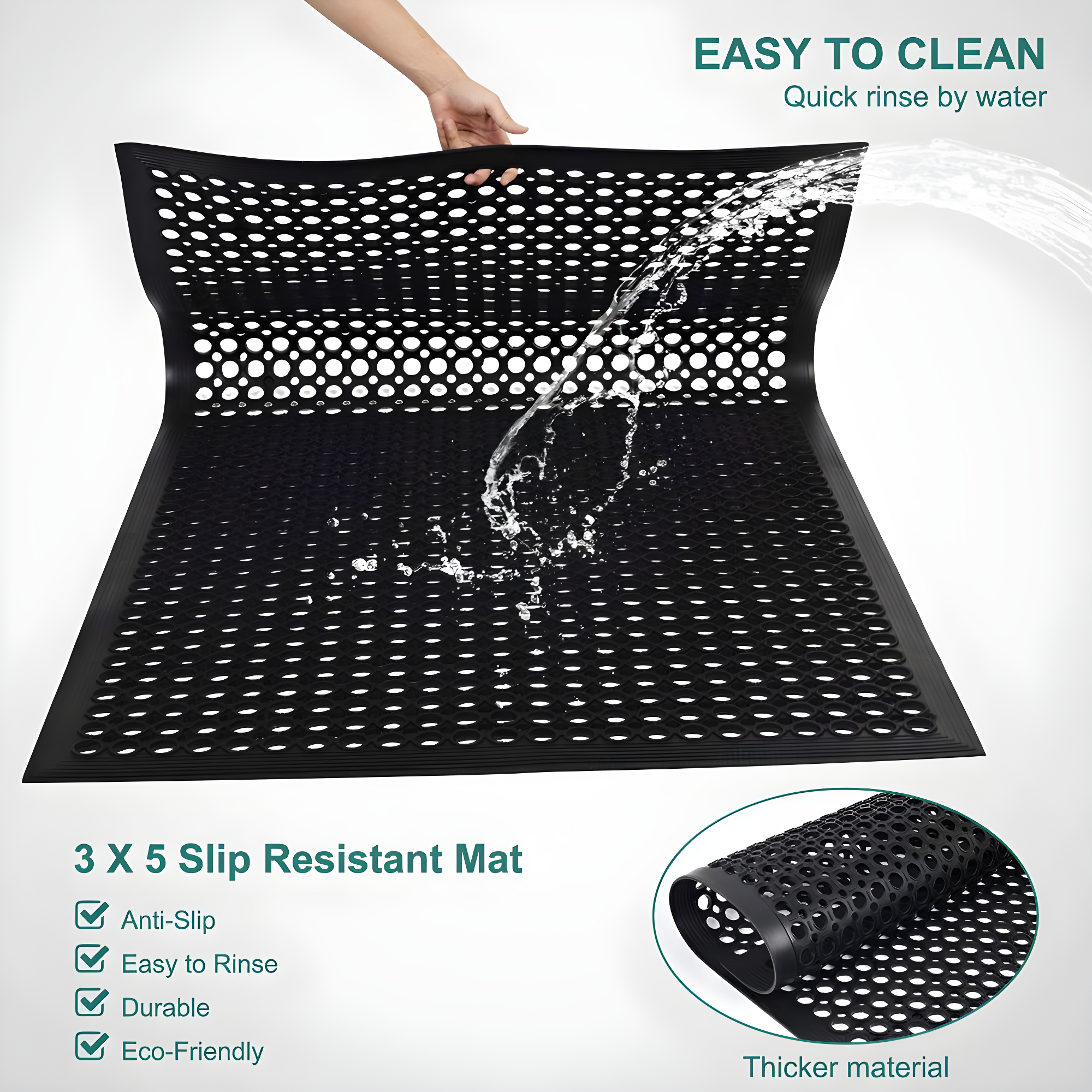 GRIDMANN Anti-Fatigue Restaurant Floor Mat, Non-Slip Rubber Drainage Mat