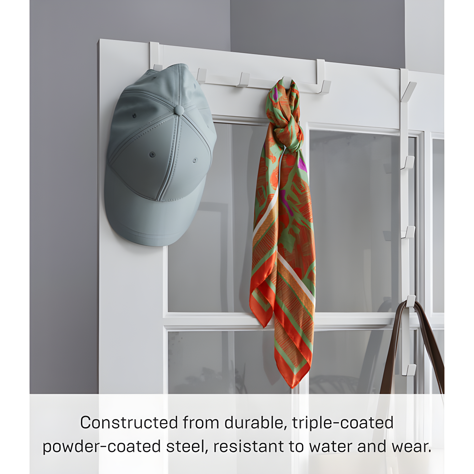 Yamazaki Home Over The Door Hooks - Hanging Coat Rack, Steel, Wide, Over-the-Door