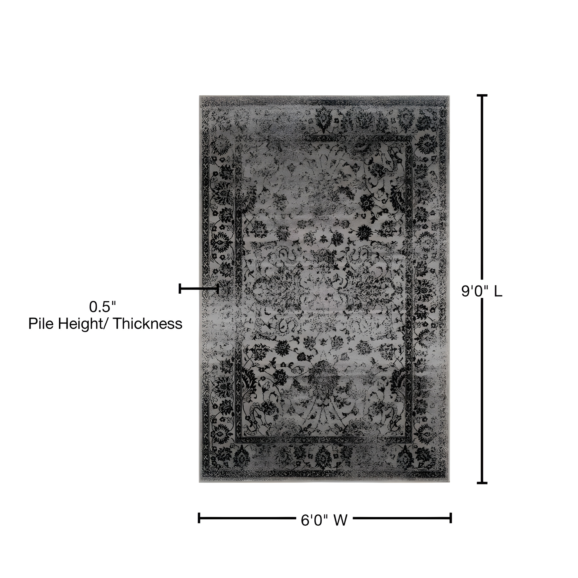 Adirondack ADR109 Machine Made Indoor Area Rug - Grey/Black - 6'x9' - Safavieh