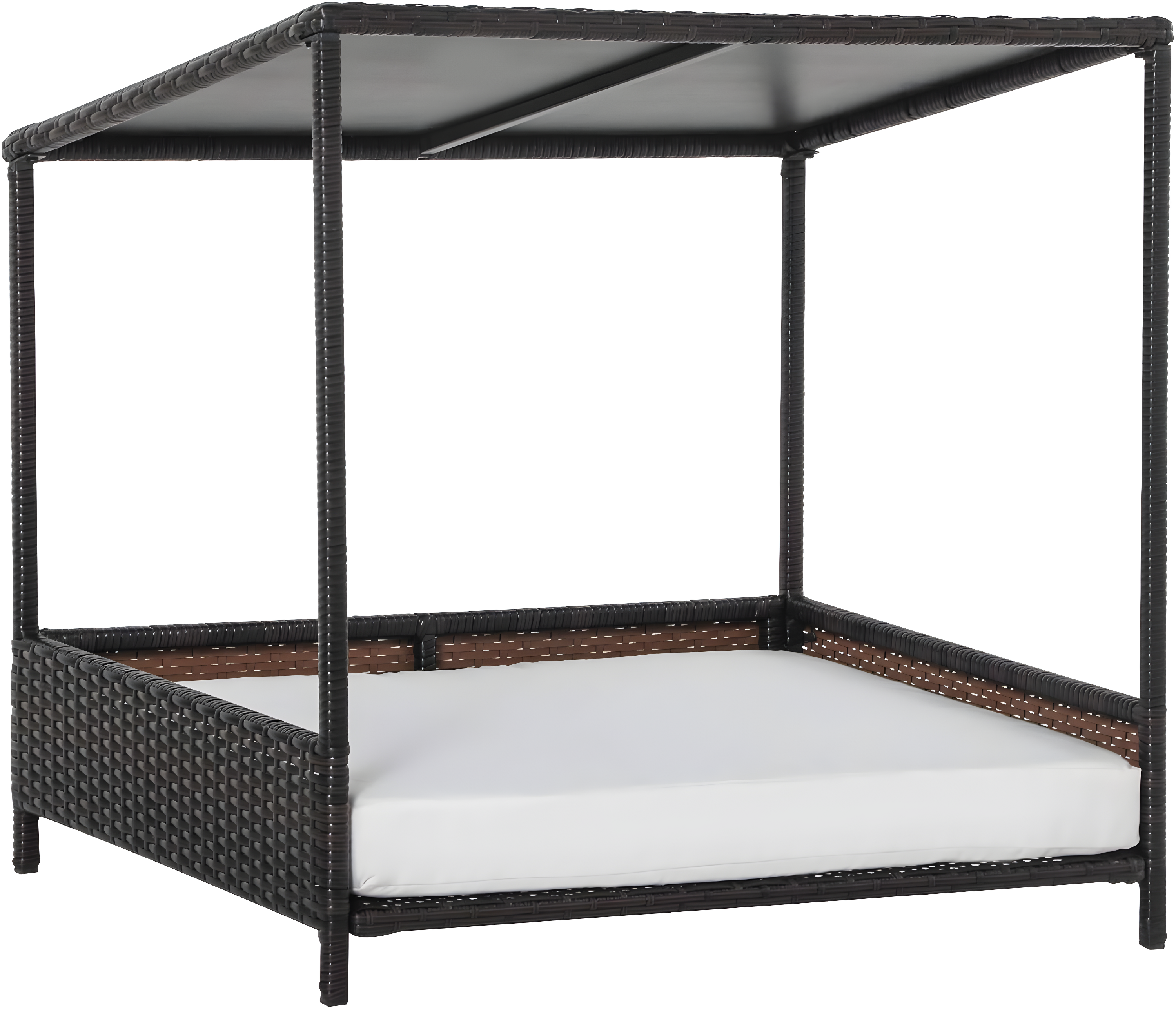 PawHut Wicker Dog House Raised Rattan Puppy Bed Cat Shelter for Indoor Outdoor Garden Patio Pet Sofa with Removable Cushion for Medium Sized Pet Brown