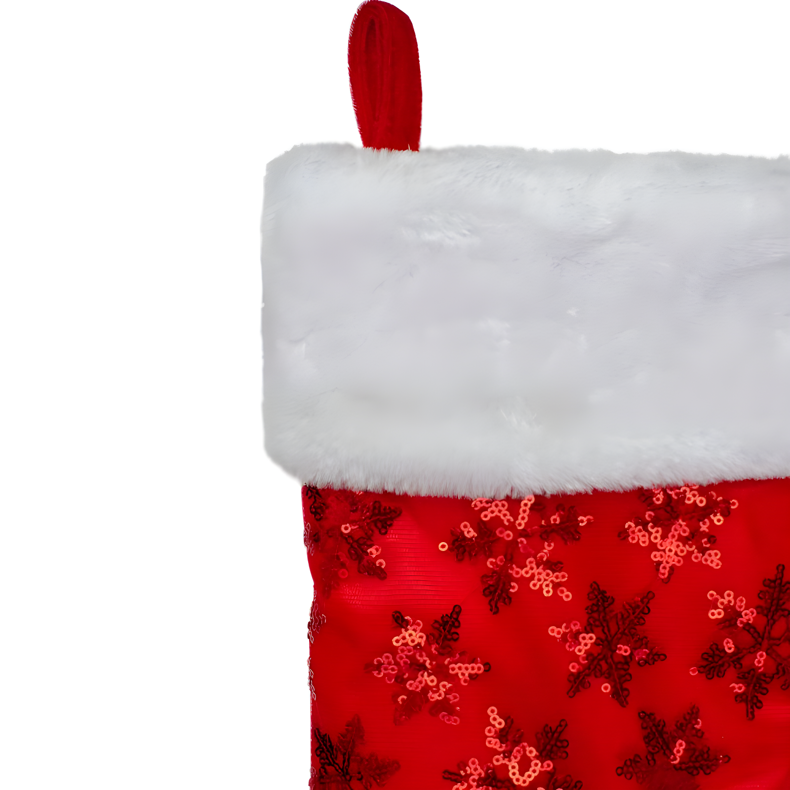 Northlight 20.5" Red and White Sequin Snowflake Christmas Stocking