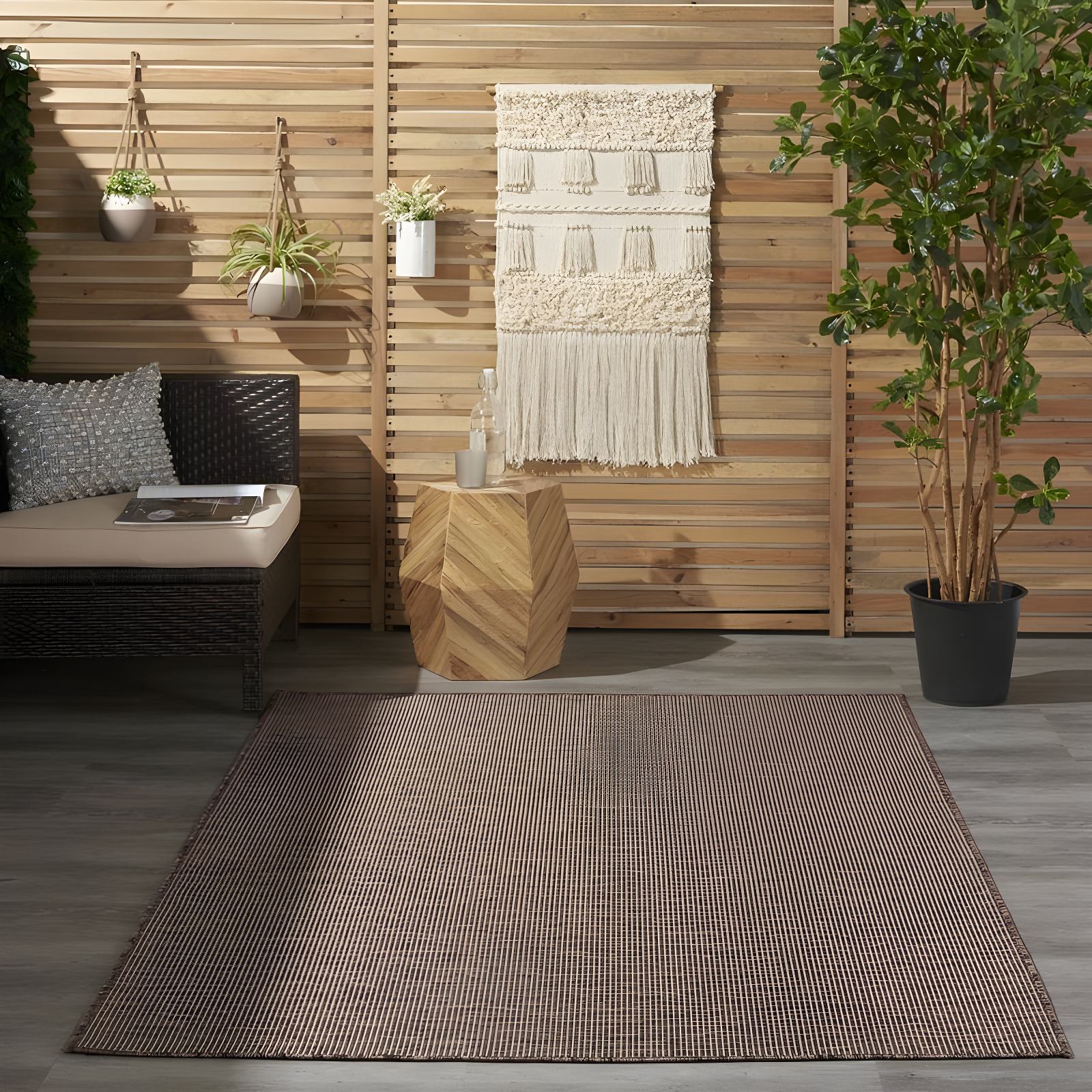 Ebern Designs Southwestern Machine Woven Polypropylene Indoor / Outdoor Area Rug in Natural