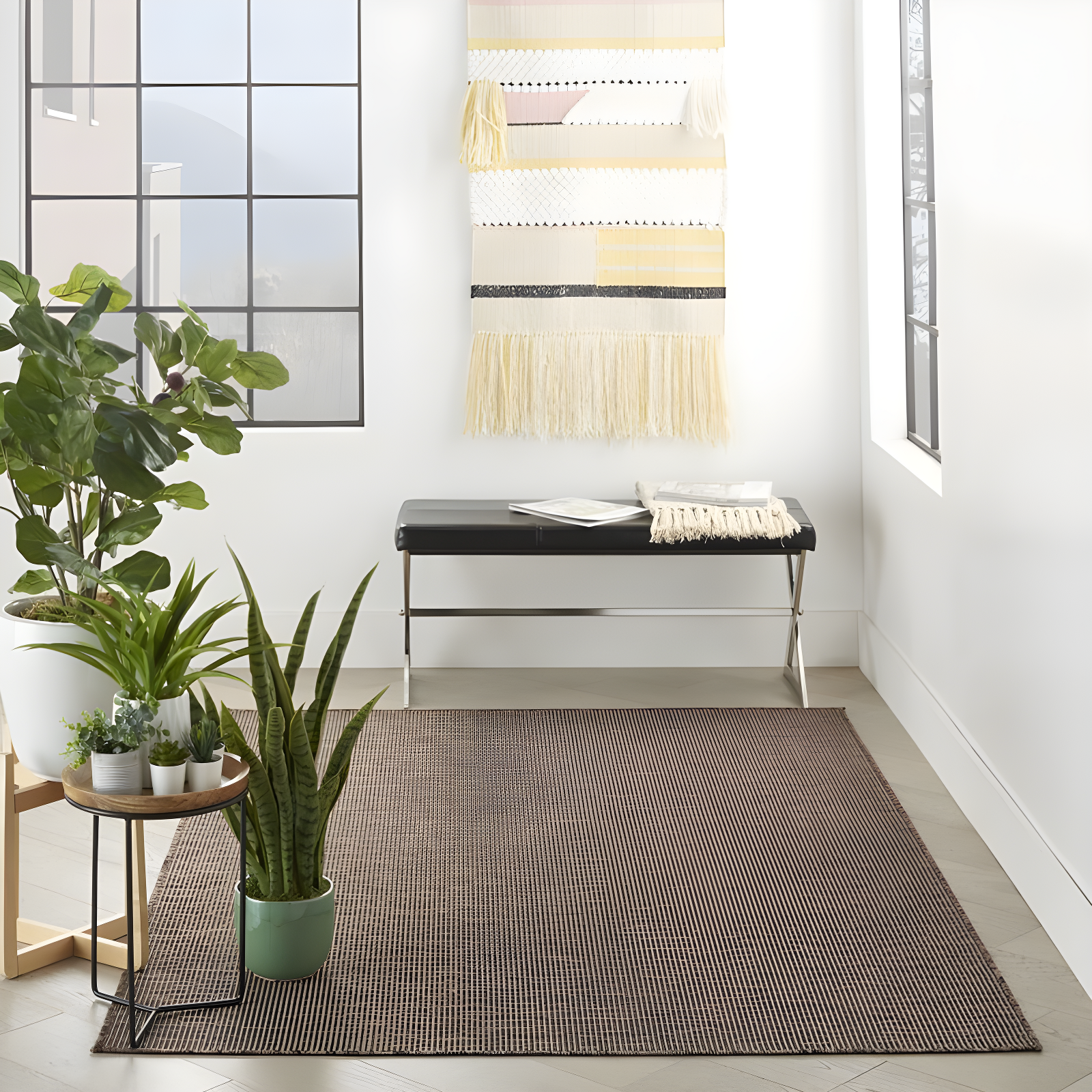 Ebern Designs Southwestern Machine Woven Polypropylene Indoor / Outdoor Area Rug in Natural