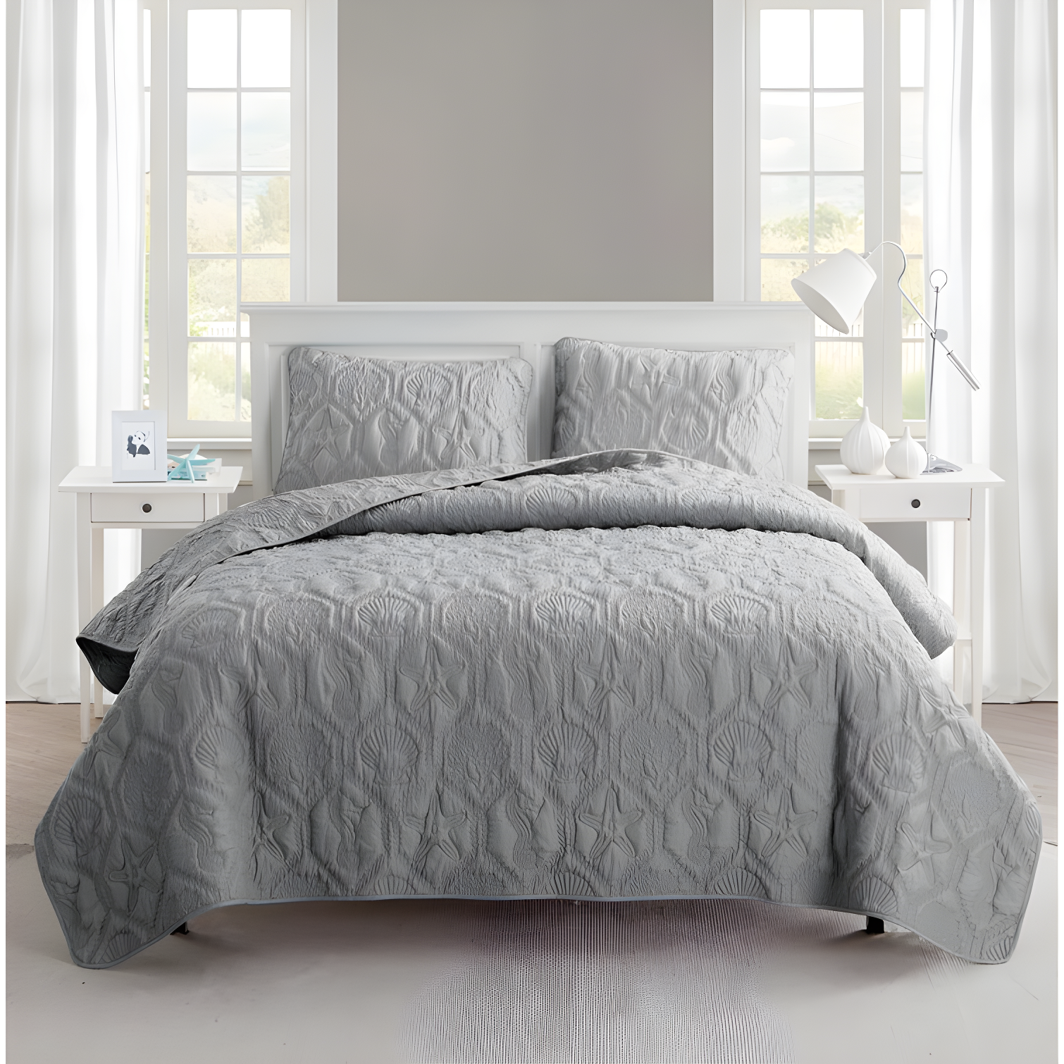 VCNY Shore 3-Piece Embossed Quilt Set