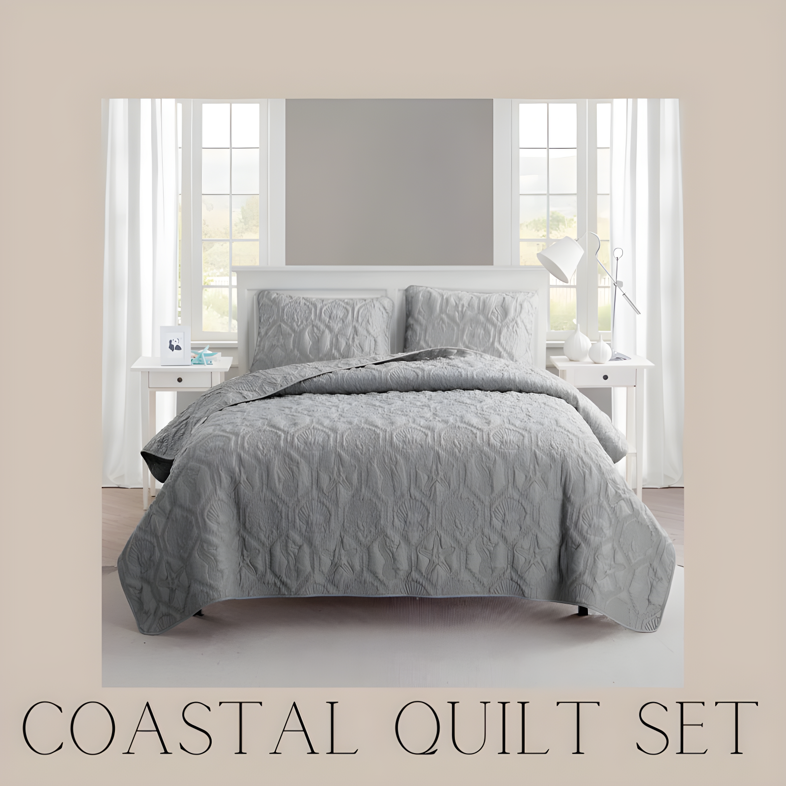 VCNY Shore 3-Piece Embossed Quilt Set