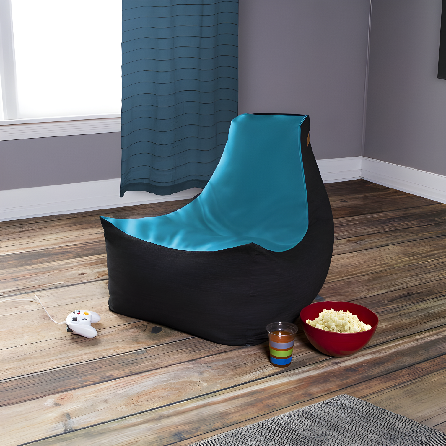 Pixel Gamer Bean Bag Chair - Game Room/Home Theater Bean Bag Chair, Premium Vinyl - Dark Denim