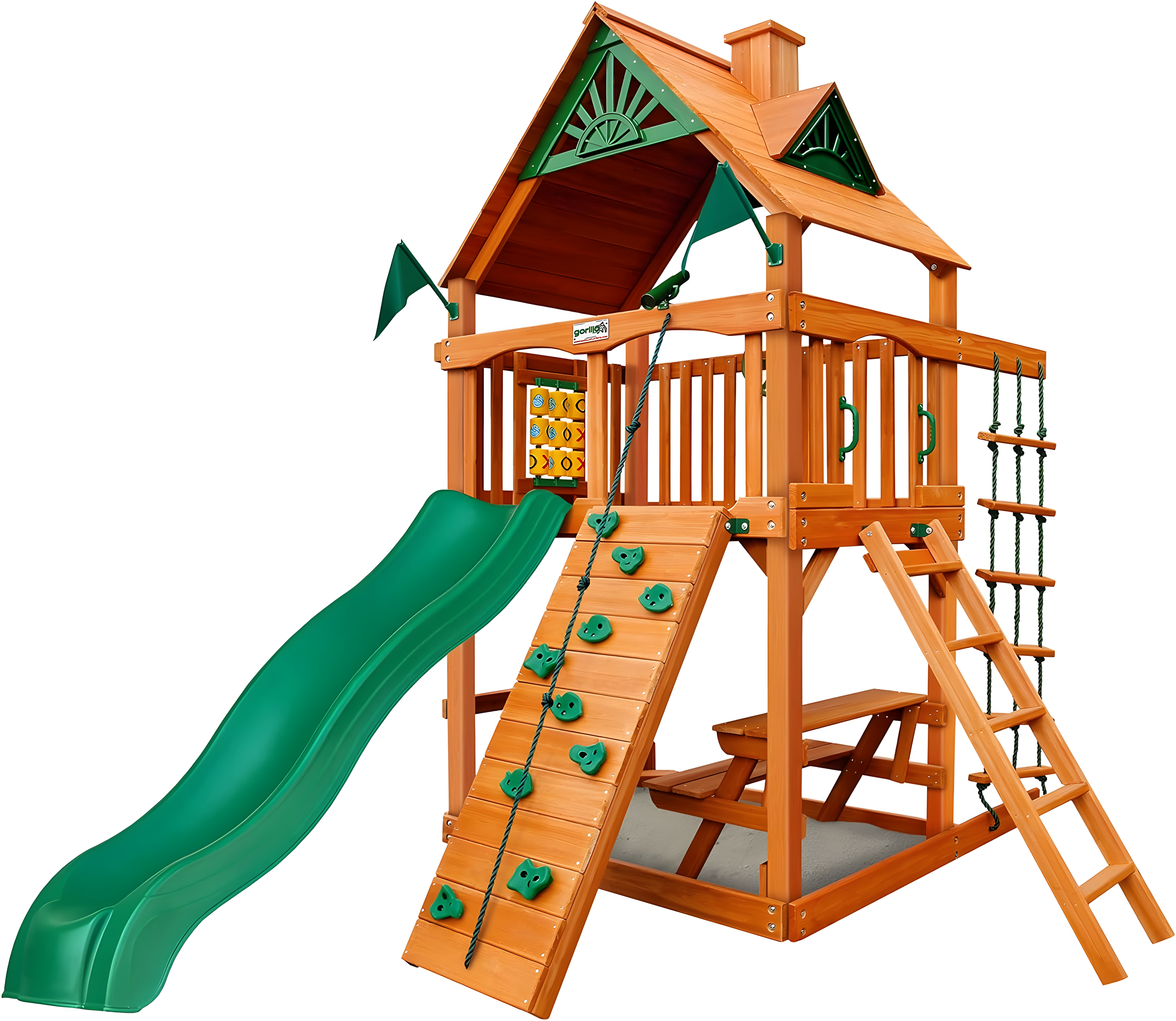 Gorilla Playsets Chateau Tower Swing Set with Wood Roof