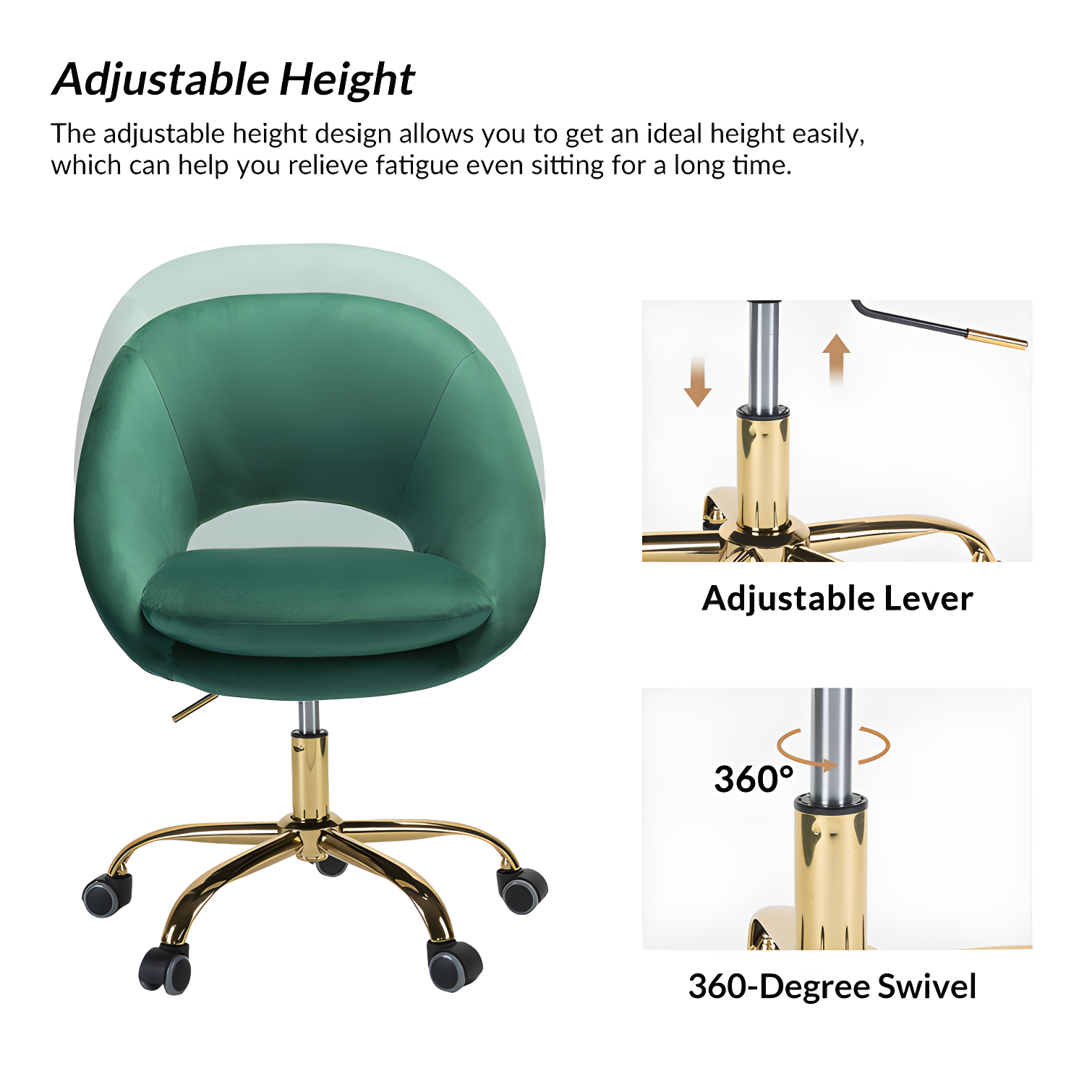 Louise Velvet Modern Task Chair with Ergonomic Design