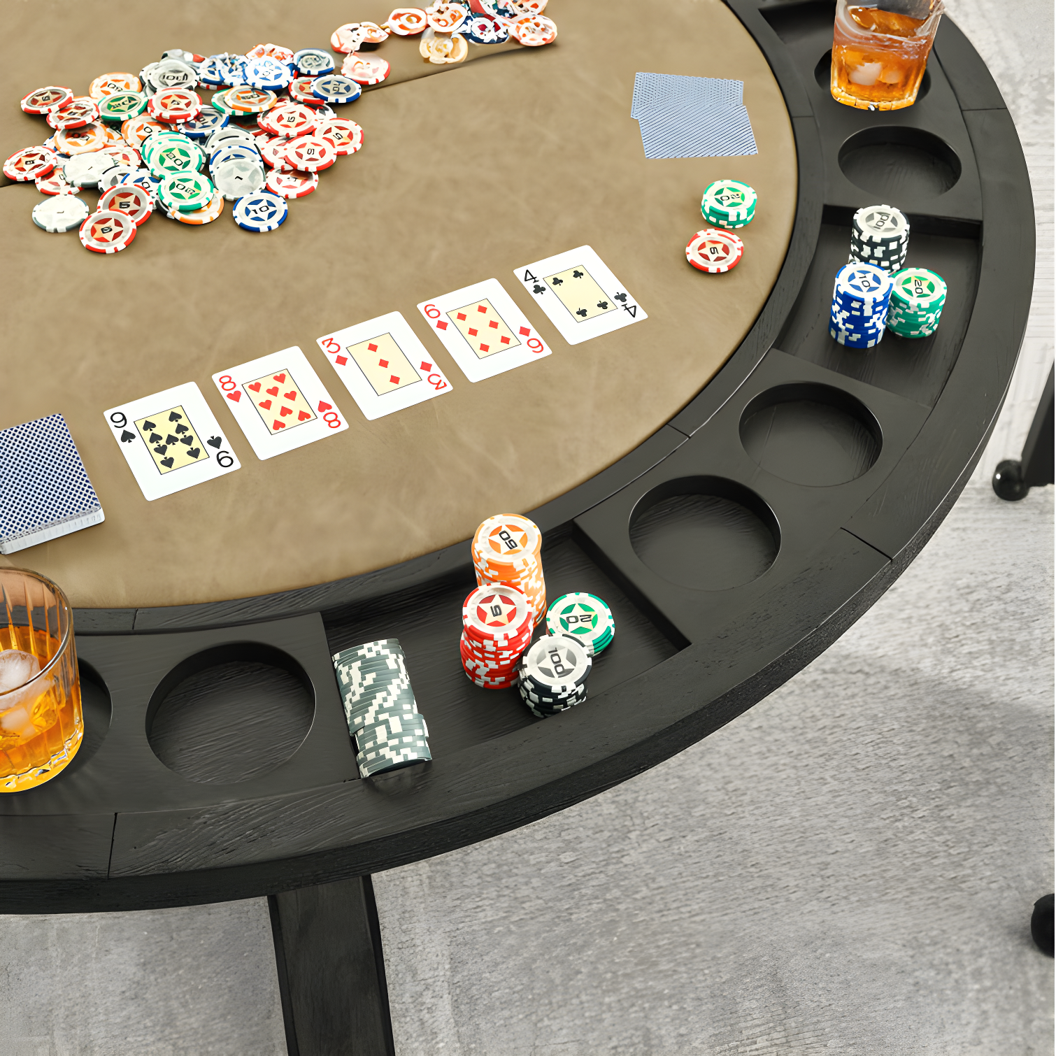 Rylie 50" Round 8 - Player Foldable Poker Table with Chairs