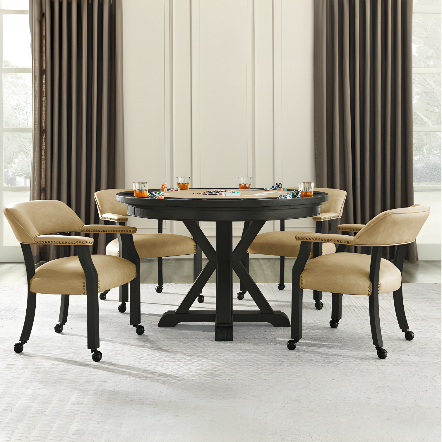 Rylie 50" Round 8 - Player Foldable Poker Table with Chairs