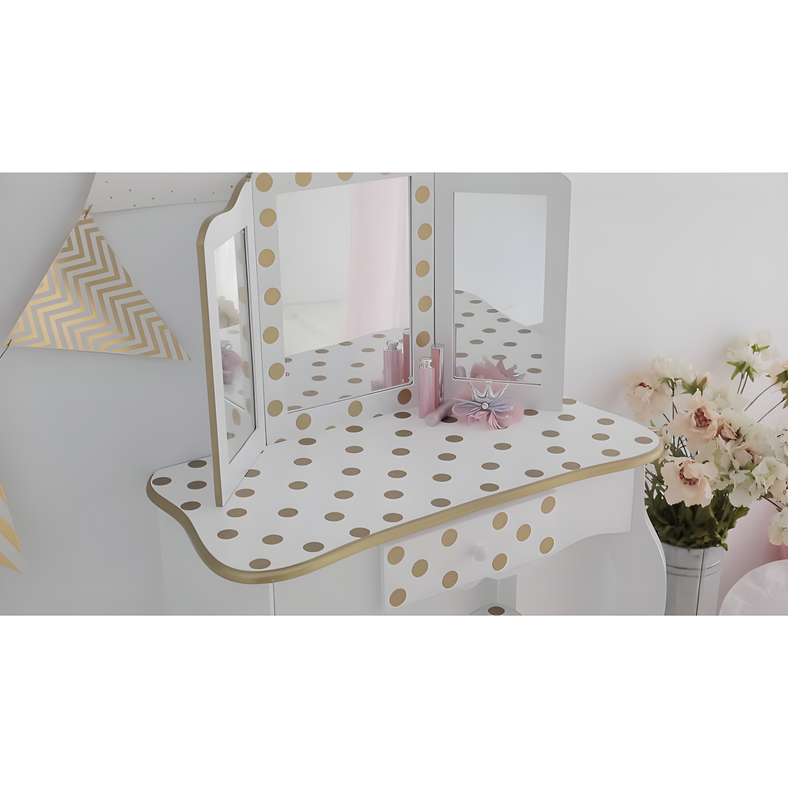 Teamson Kids Gisele Wooden Polka Dot 2-pc. Play Vanity for Accessories