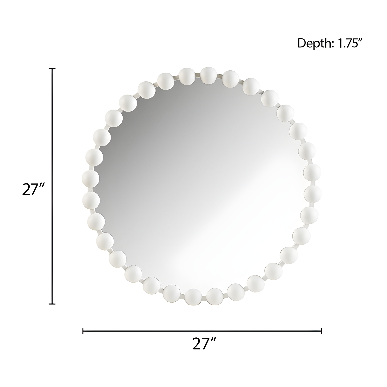 Marlowe Beaded Round Metal Wall Mirror