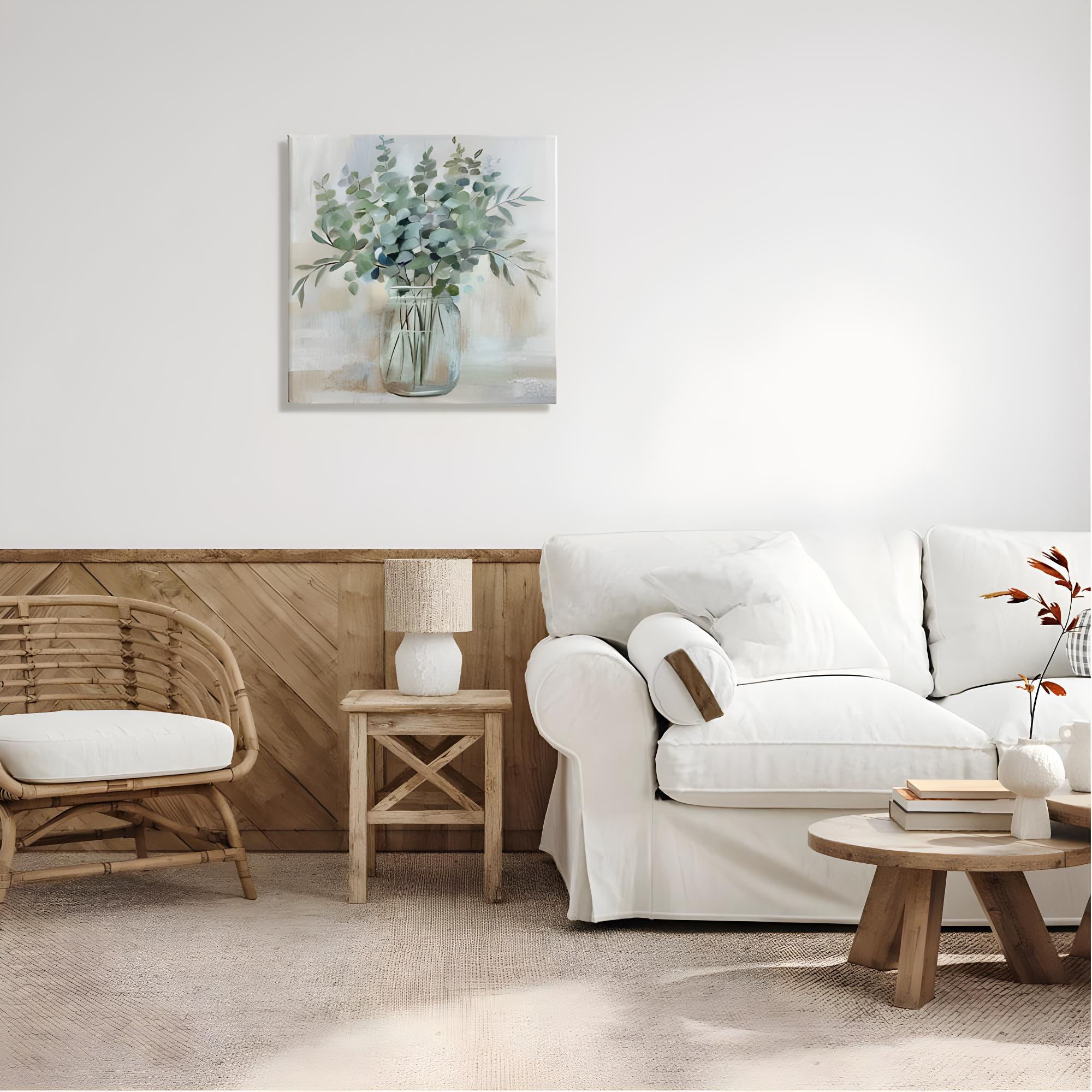 Stupell Industries " Soothing Eucalyptus Flower Herb Arrangement Rustic Jar " by Nan Painting Print