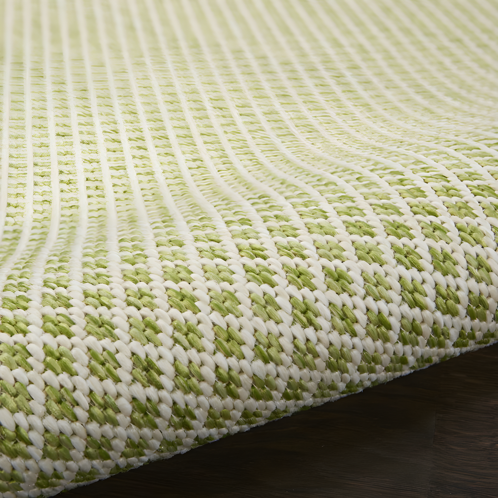 Nourison 8' x 8' Courtyard Modern Easy Care Flatweave Indoor Outdoor Square Rug Ivory Green