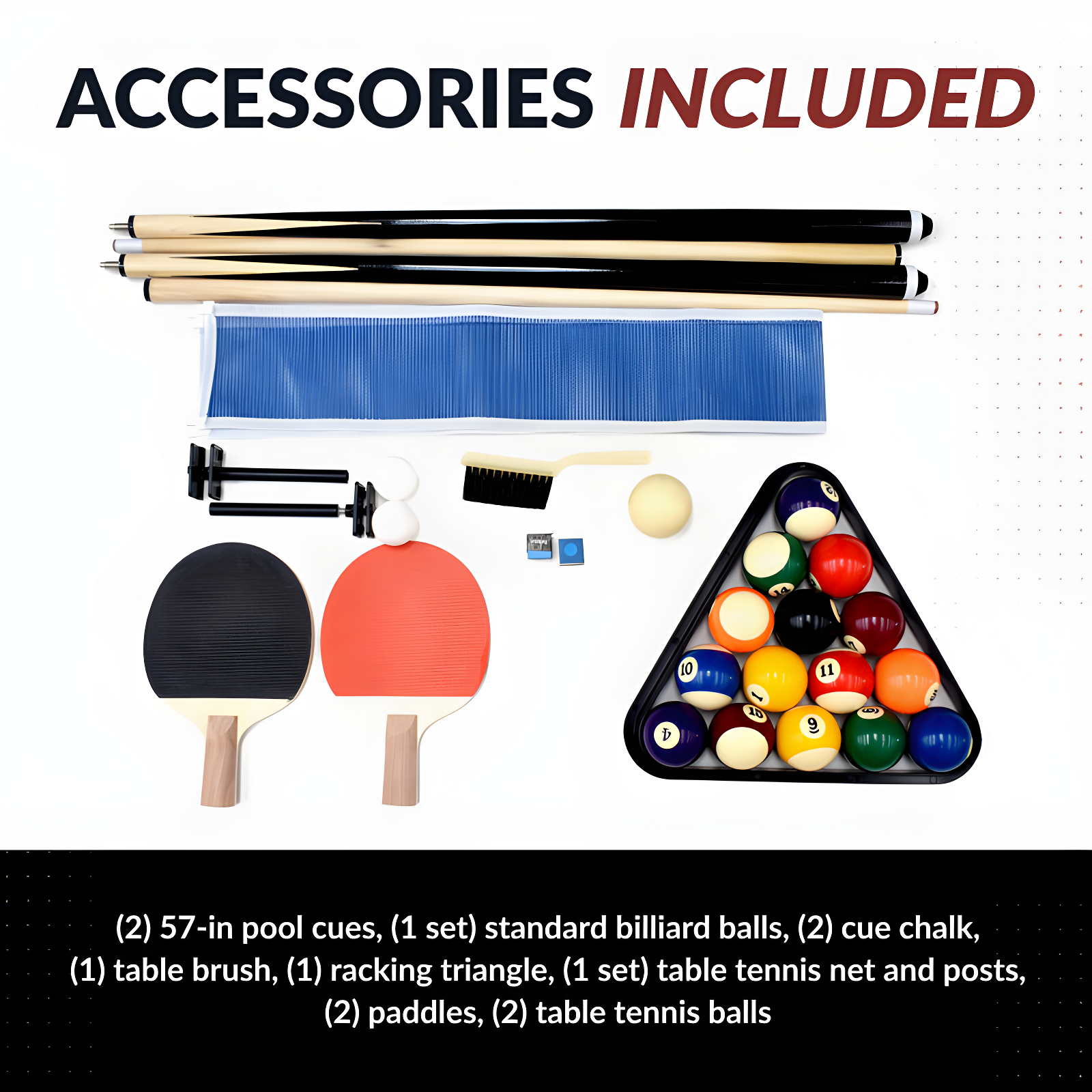 Hathaway Newport Stylish 7 Ft Multi Game Pool Table Combo with Dining Top and Ping Pong – Includes Benches for Home Storage and Accessories