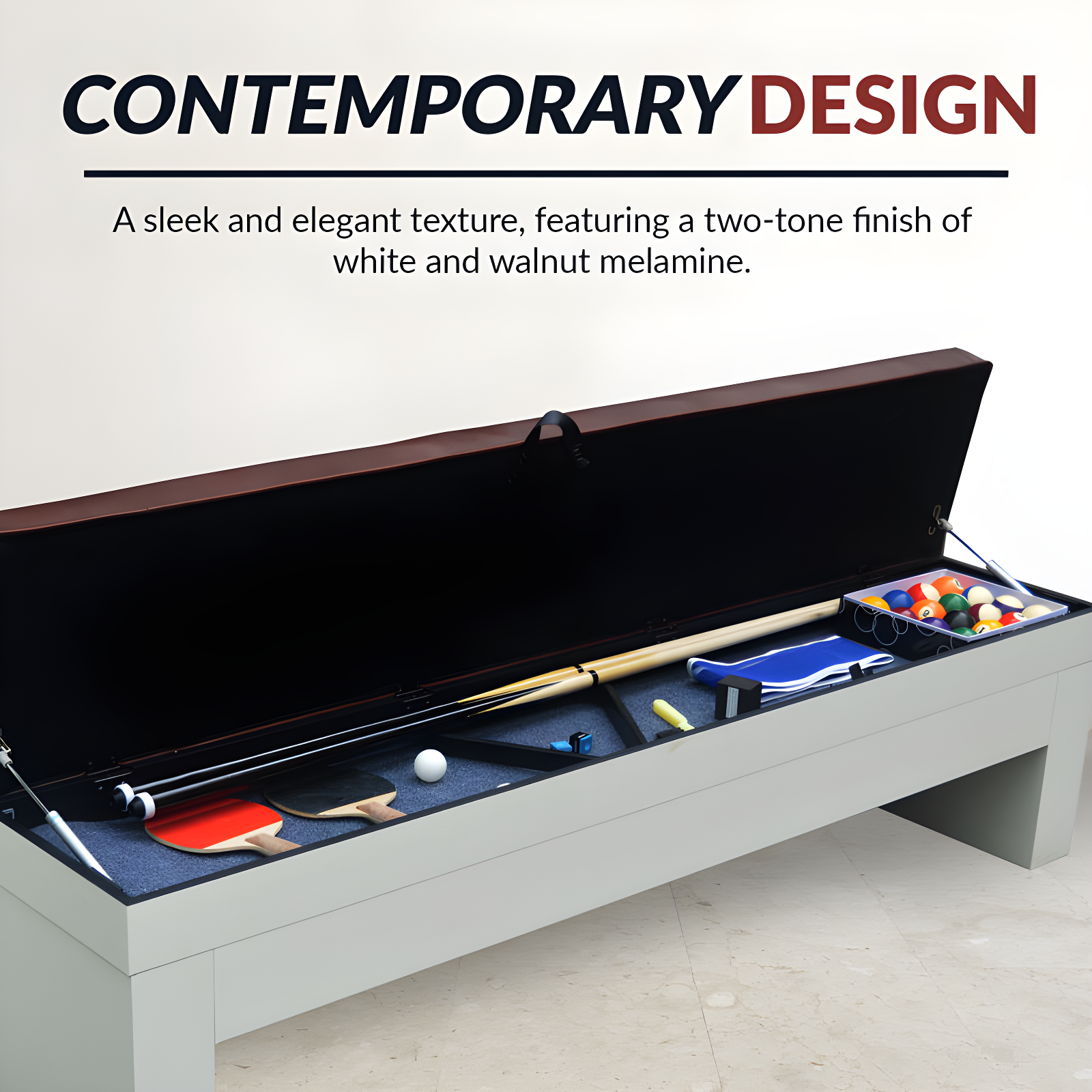 Hathaway Newport Stylish 7 Ft Multi Game Pool Table Combo with Dining Top and Ping Pong – Includes Benches for Home Storage and Accessories