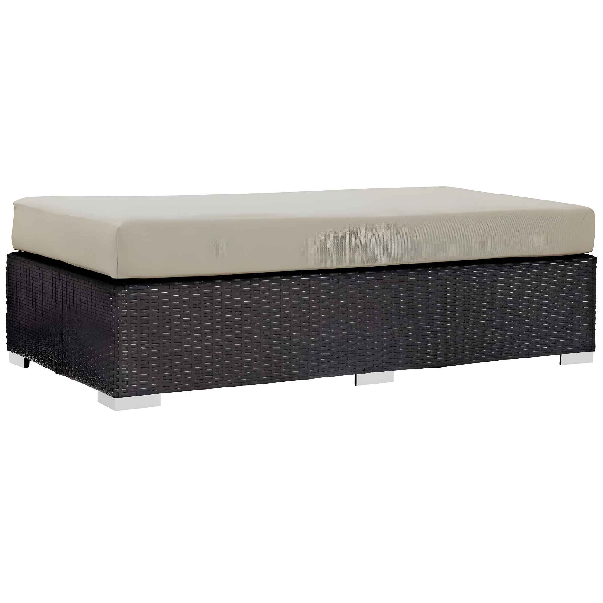 Modway Convene Outdoor Patio Fabric Rectangle Ottoman in Espresso Beige
