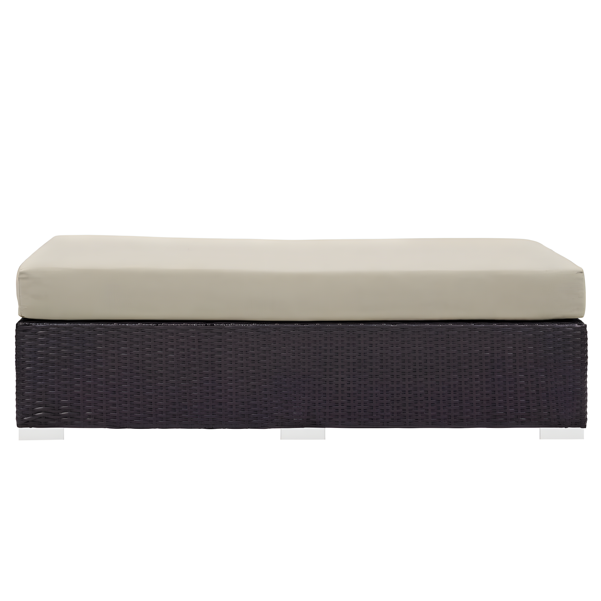 Modway Convene Outdoor Patio Fabric Rectangle Ottoman in Espresso Beige