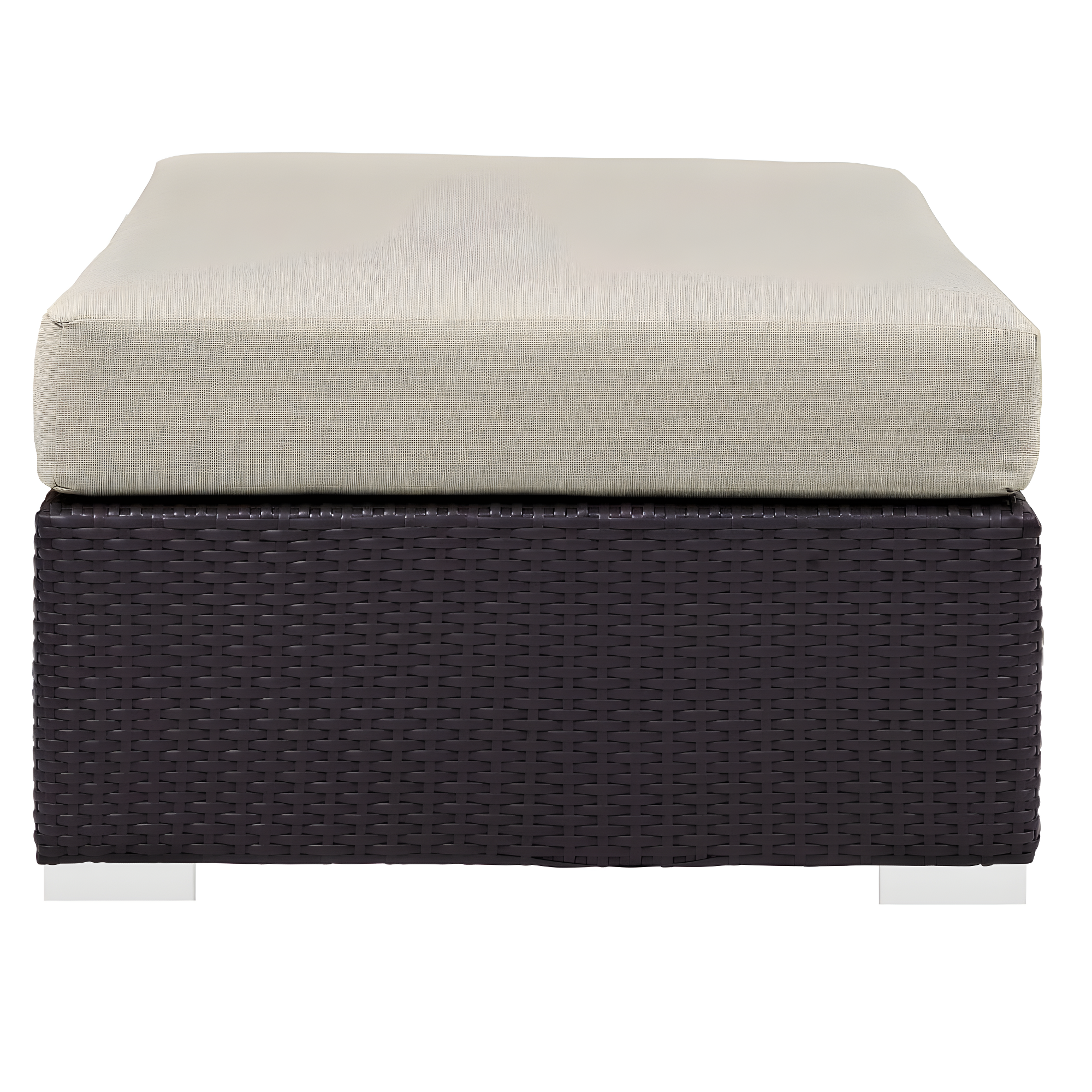 Modway Convene Outdoor Patio Fabric Rectangle Ottoman in Espresso Beige