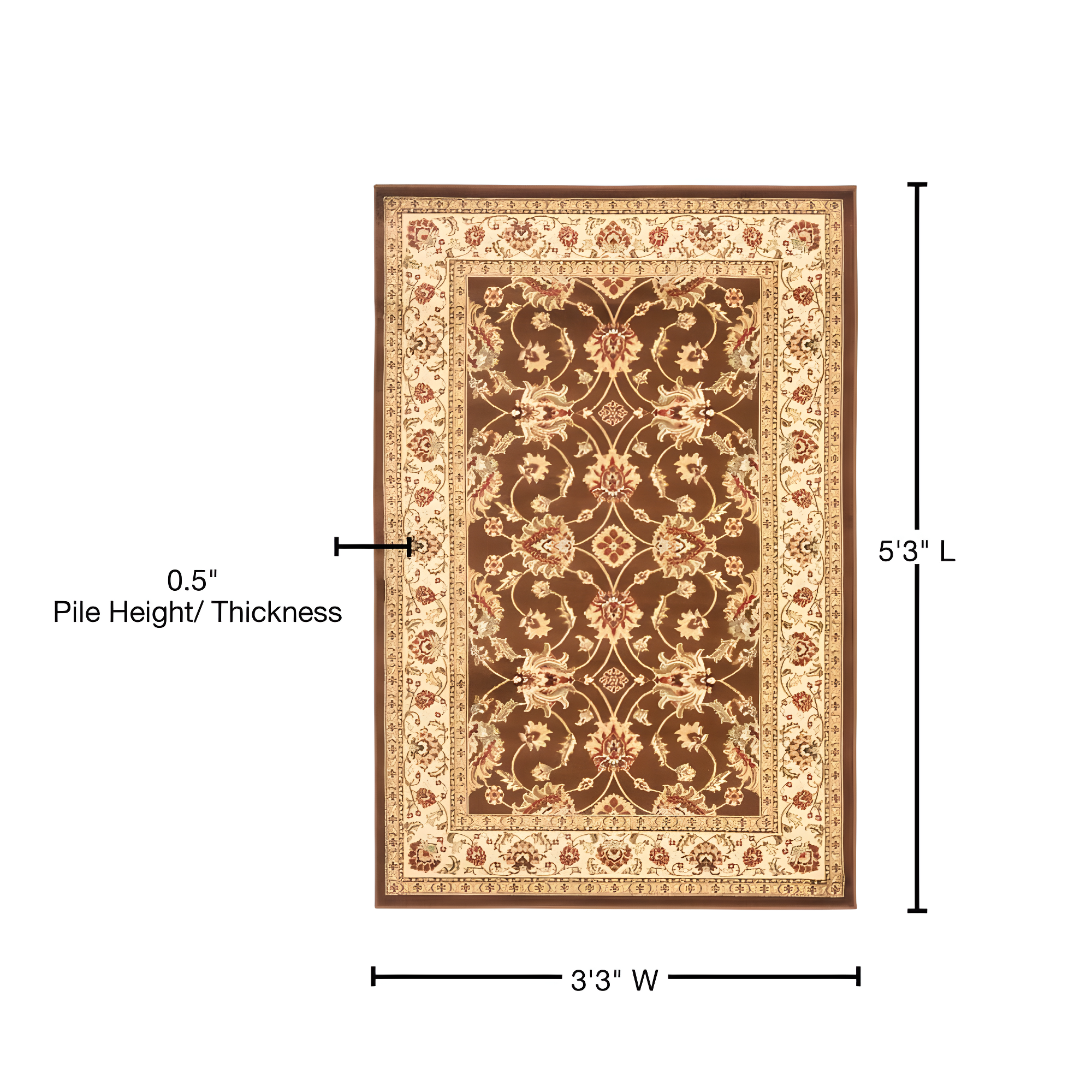 Lyndhurst LNH553 Power Loomed Accent Rug - Brown/Ivory - 3'3"x5'3" - Safavieh.