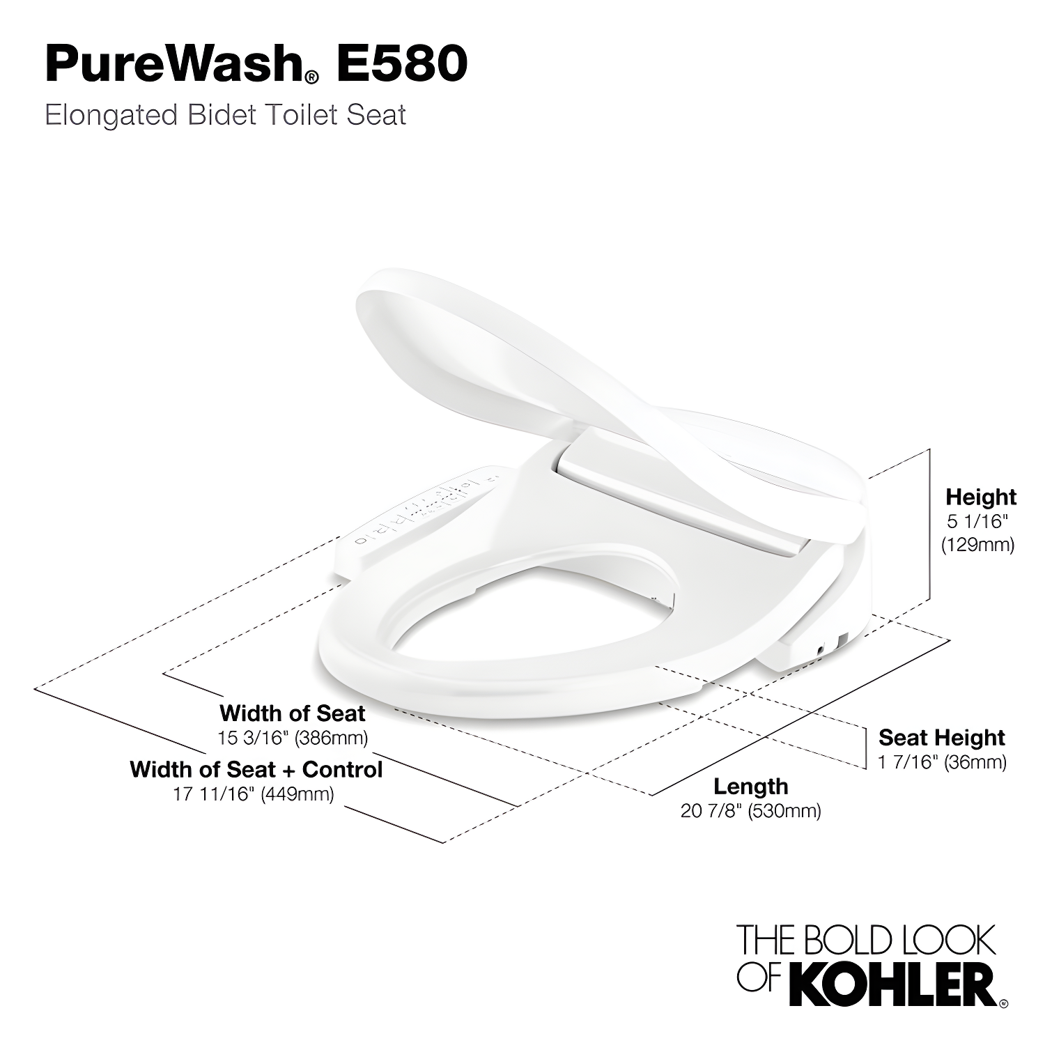 Purewash E580 Elongated Bidet Toilet Seat