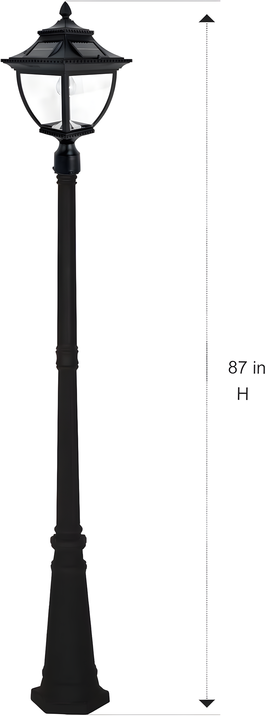 Gama Sonic Pagoda Solar Post Light for Outdoors, Asian-Style Design, Black Aluminum with Glass, Warm White Light 2700K 104B001 (Upgraded Battery and Panel)