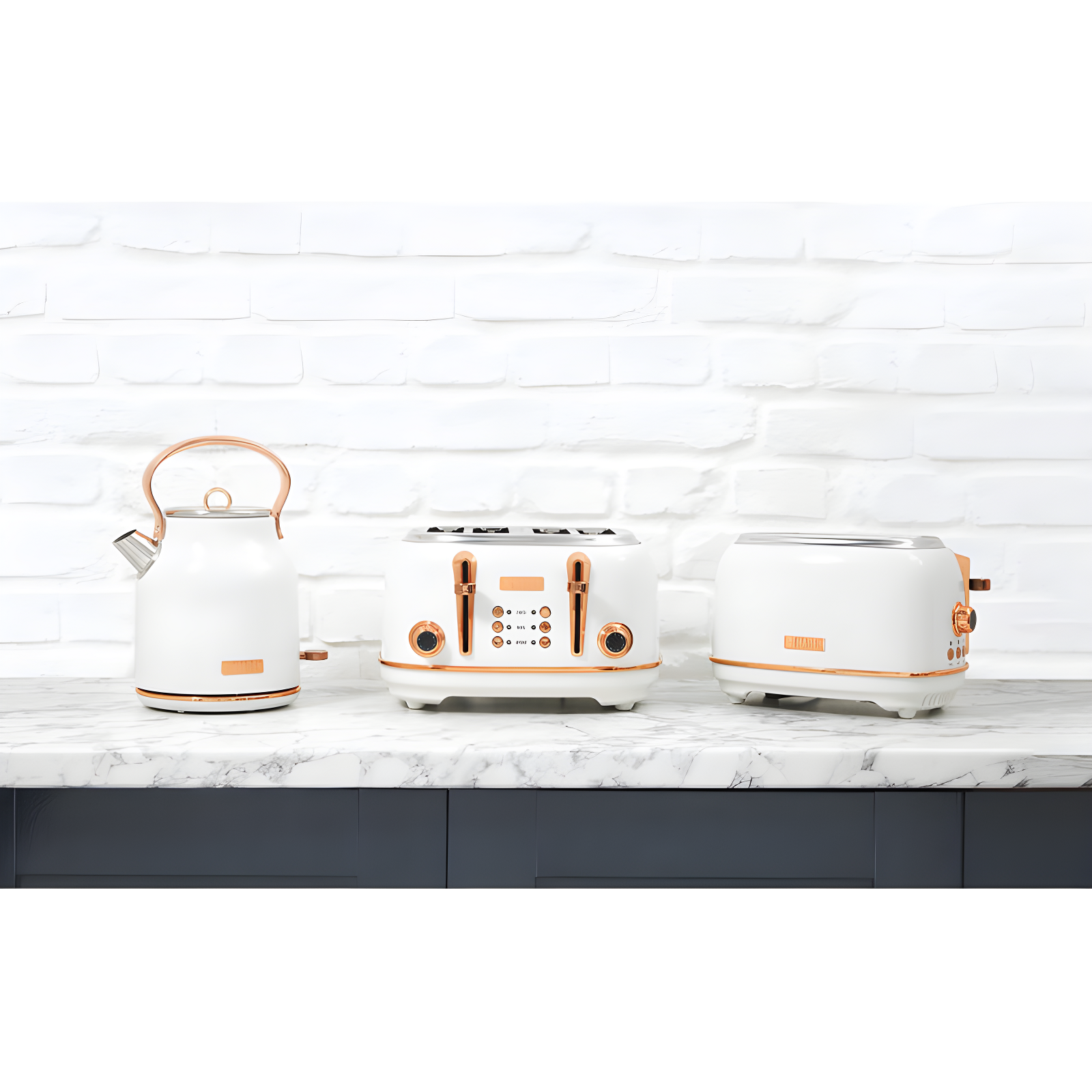 HADEN Heritage Ivory and Copper 4-Slice Toaster