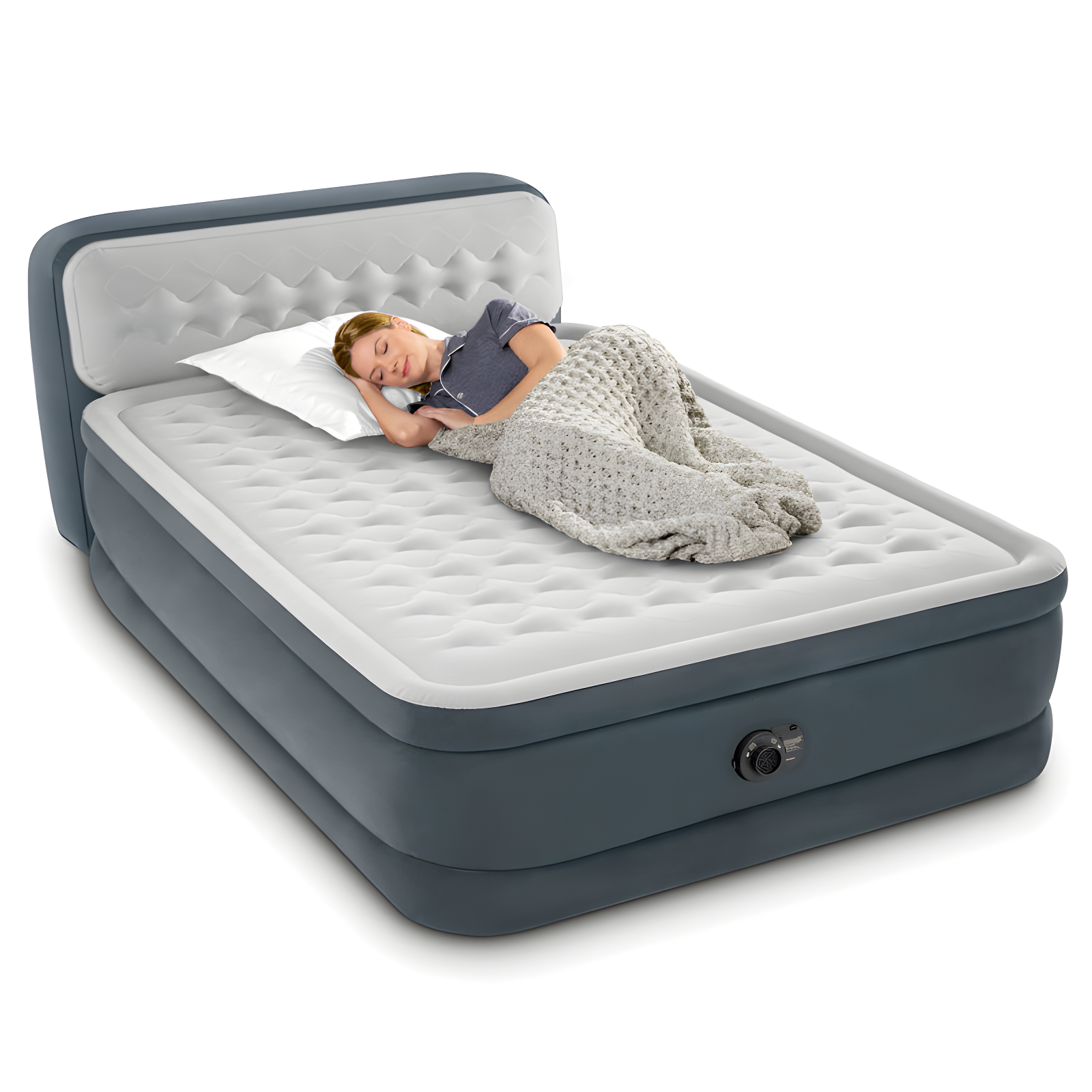 Intex Intex Dura-Beam Deluxe Ultra Plush Headboard Queen Mattress with Built-In Pump