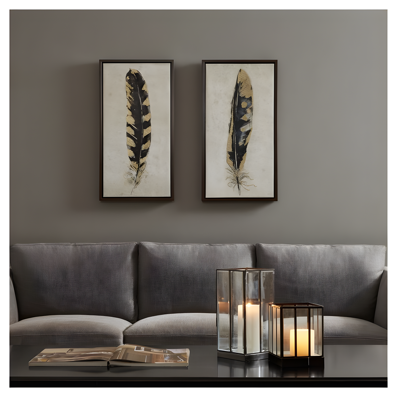 HLILish Gold Foil 2-Piece Canvas Wall Art Set