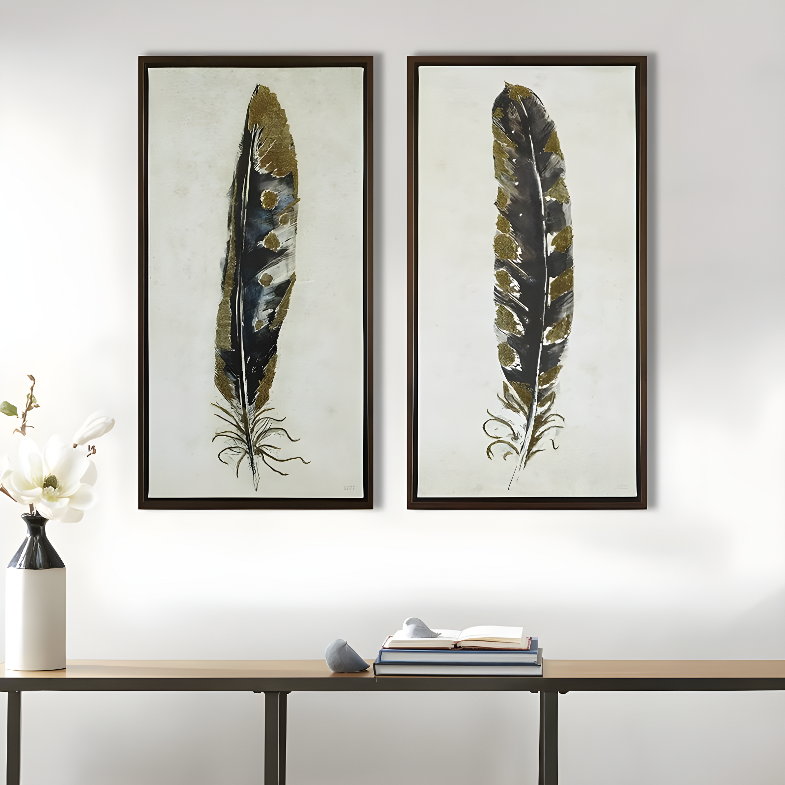HLILish Gold Foil 2-Piece Canvas Wall Art Set