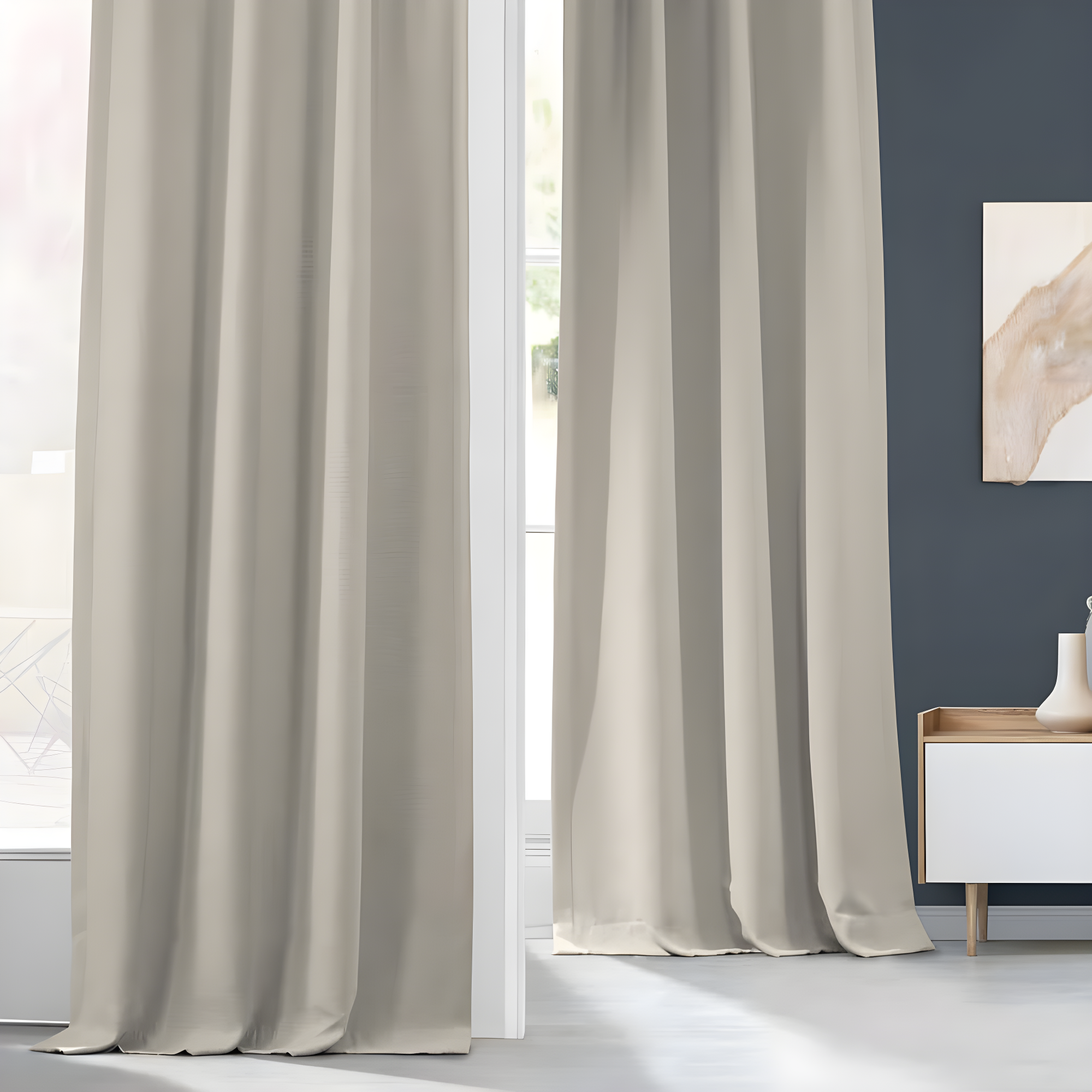 Birch Faux Linen Room Darkening Curtain (1 Panel), Birch, 50W X 96L
