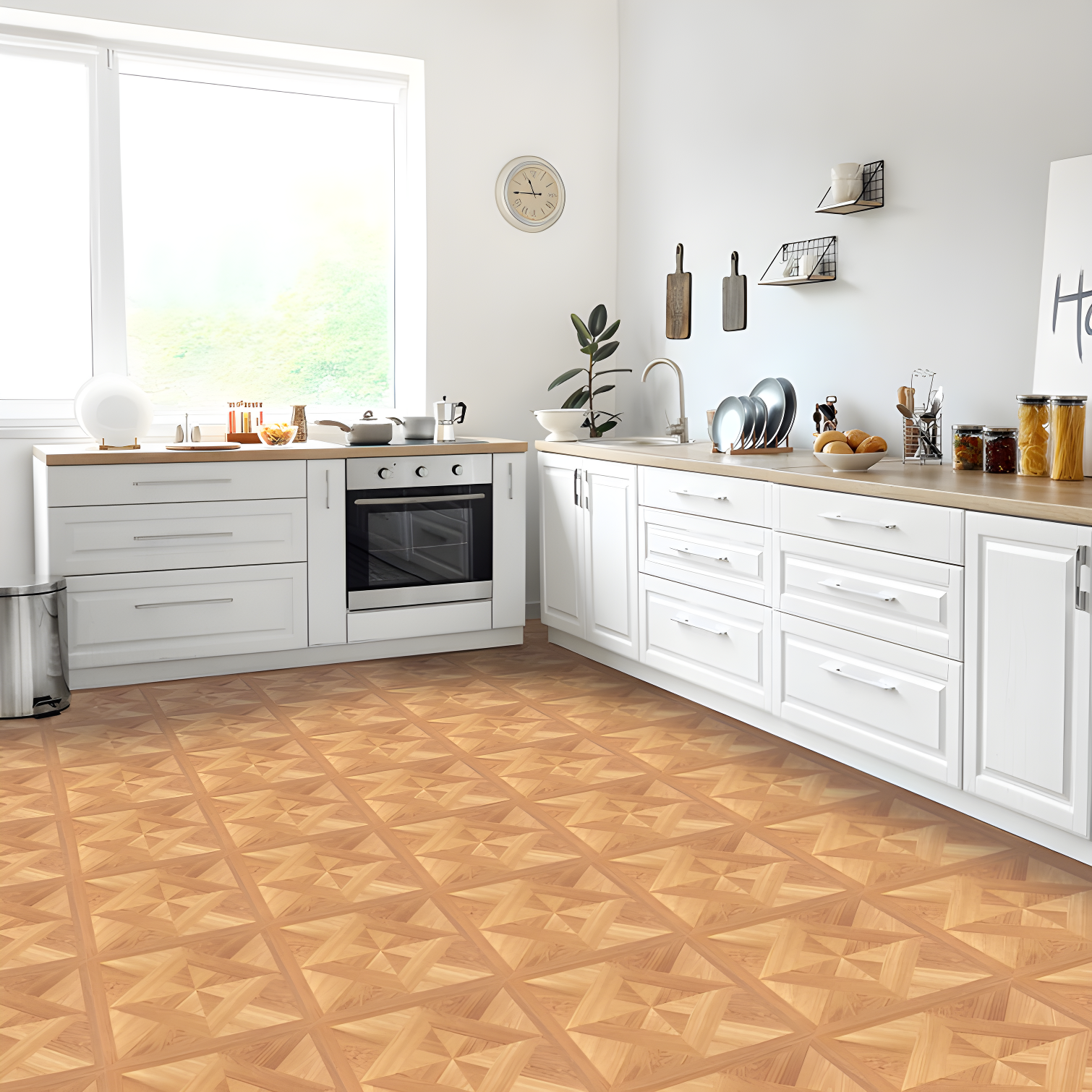 Woven Trends Tivoli Self Adhesive Vinyl Floor Tiles, 45 Pcs, 12" X 12"