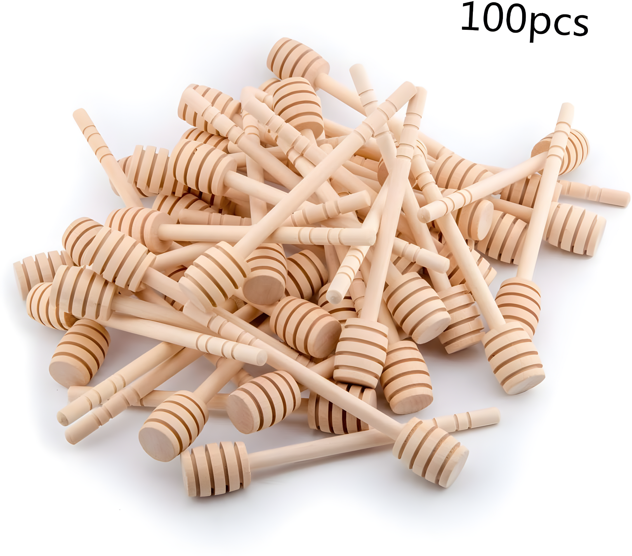 100-Pack 6 Inch Portable Wooden Jam Honey Dipper Honey Sticks for Honey Jar Dispense Drizzle Honey (6inch 100pcs)
