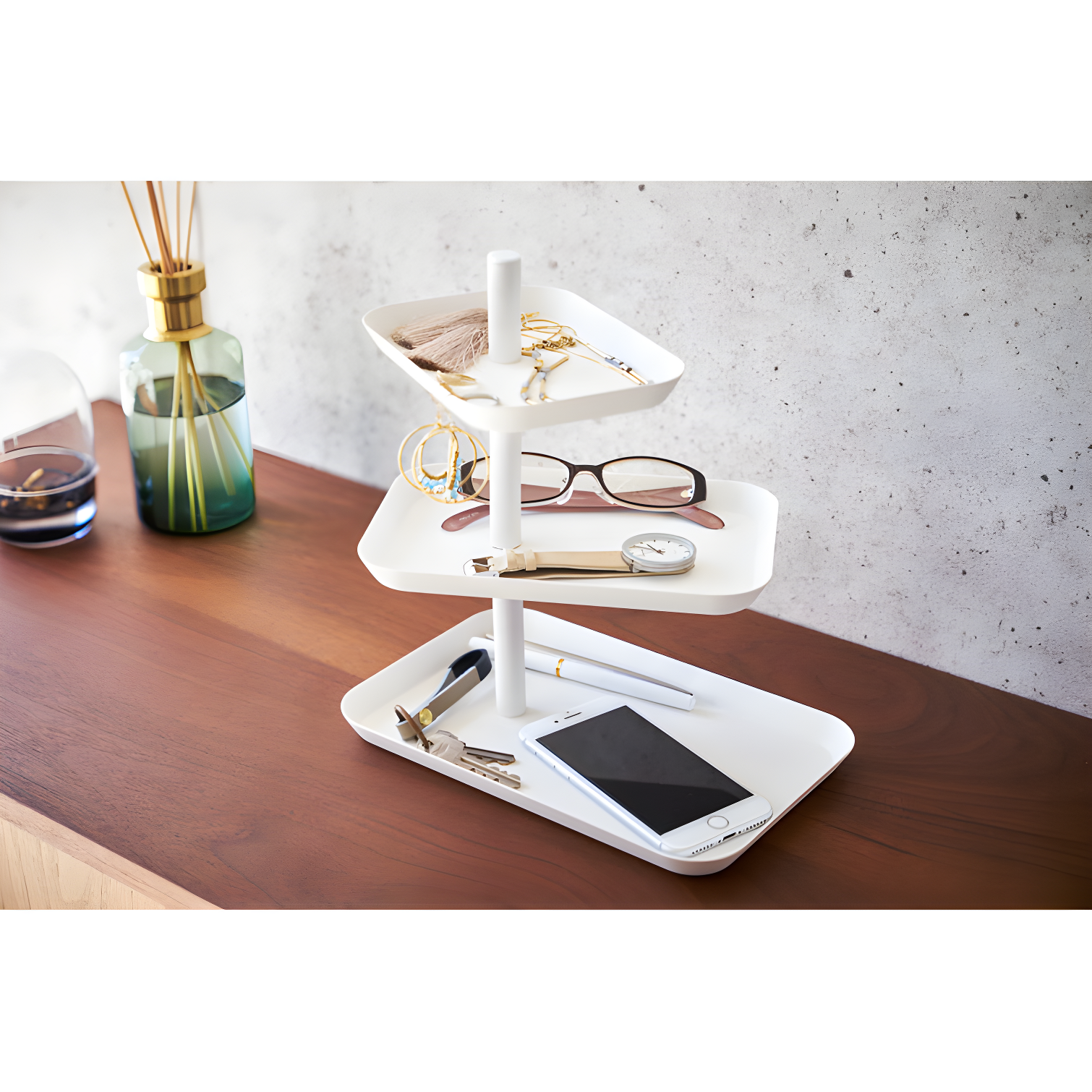 Yamazaki Home 3-Tier Accessory Tray - Jewelry Holder & Storage Organizer, Steel