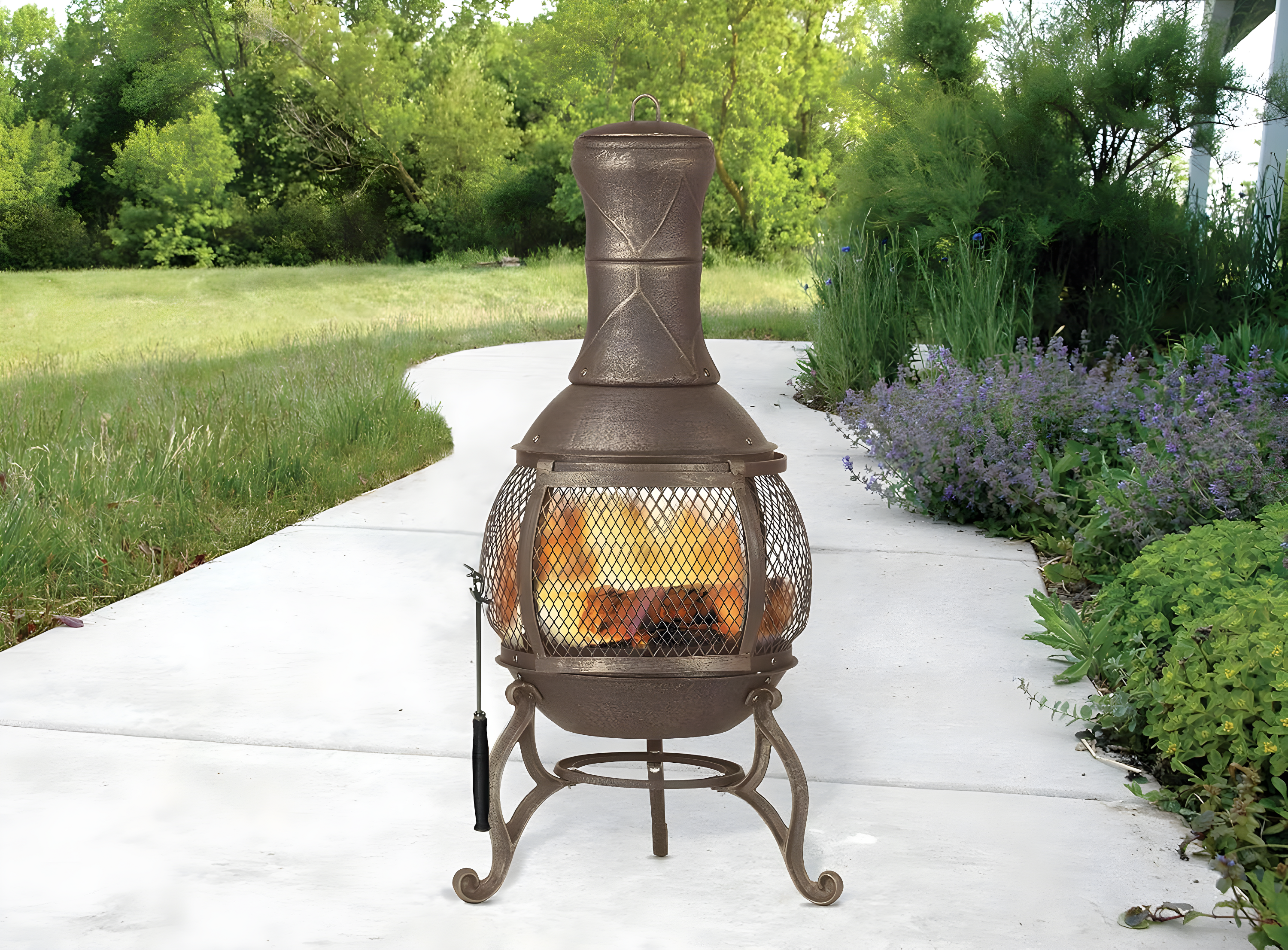 Deckmate Corona 3 Ft. High Outdoor Steel Fireplace w/Chimenea Construction