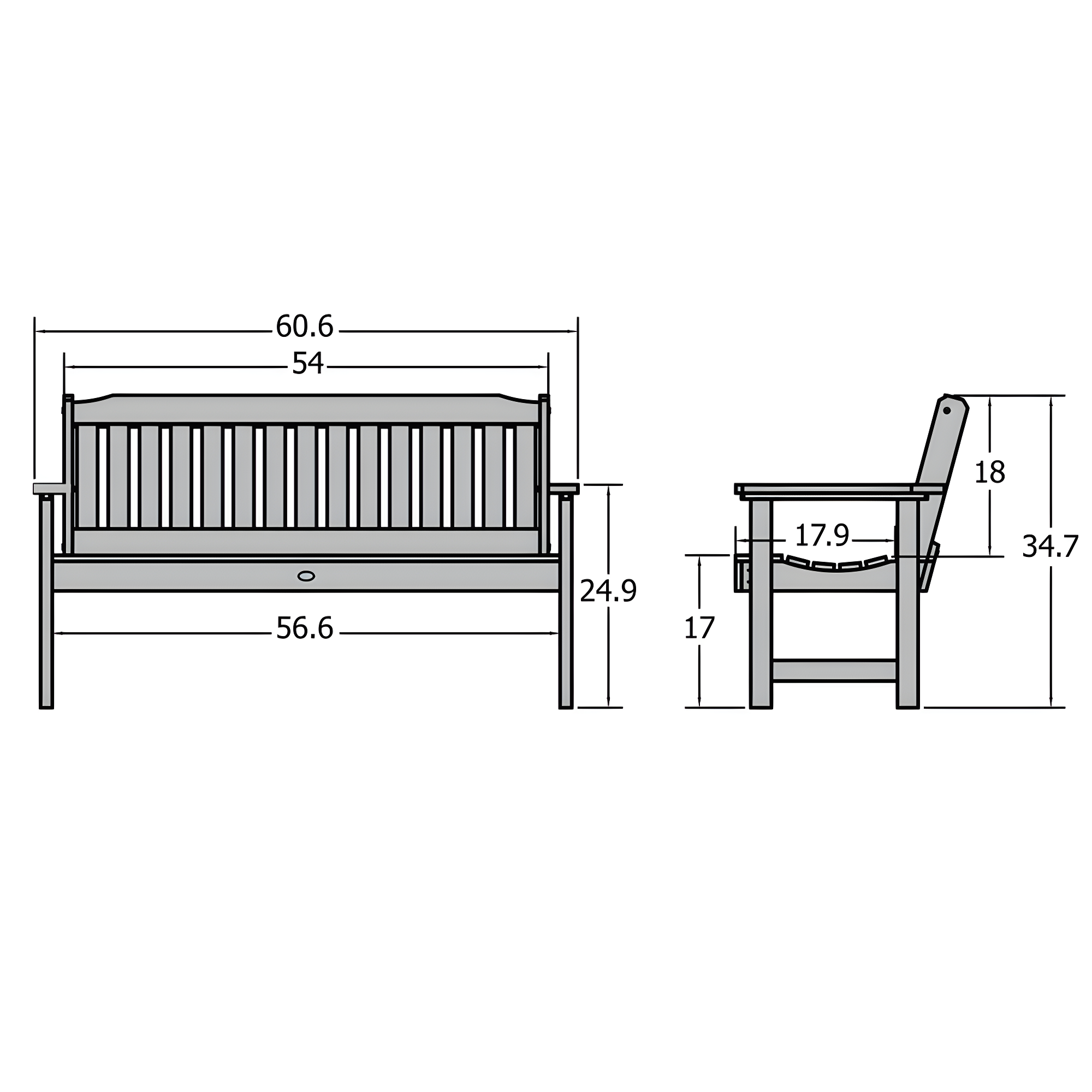 Highwood 5ft, Lehigh Garden Bench - Weather Resistant, Outdoor, 2-Person