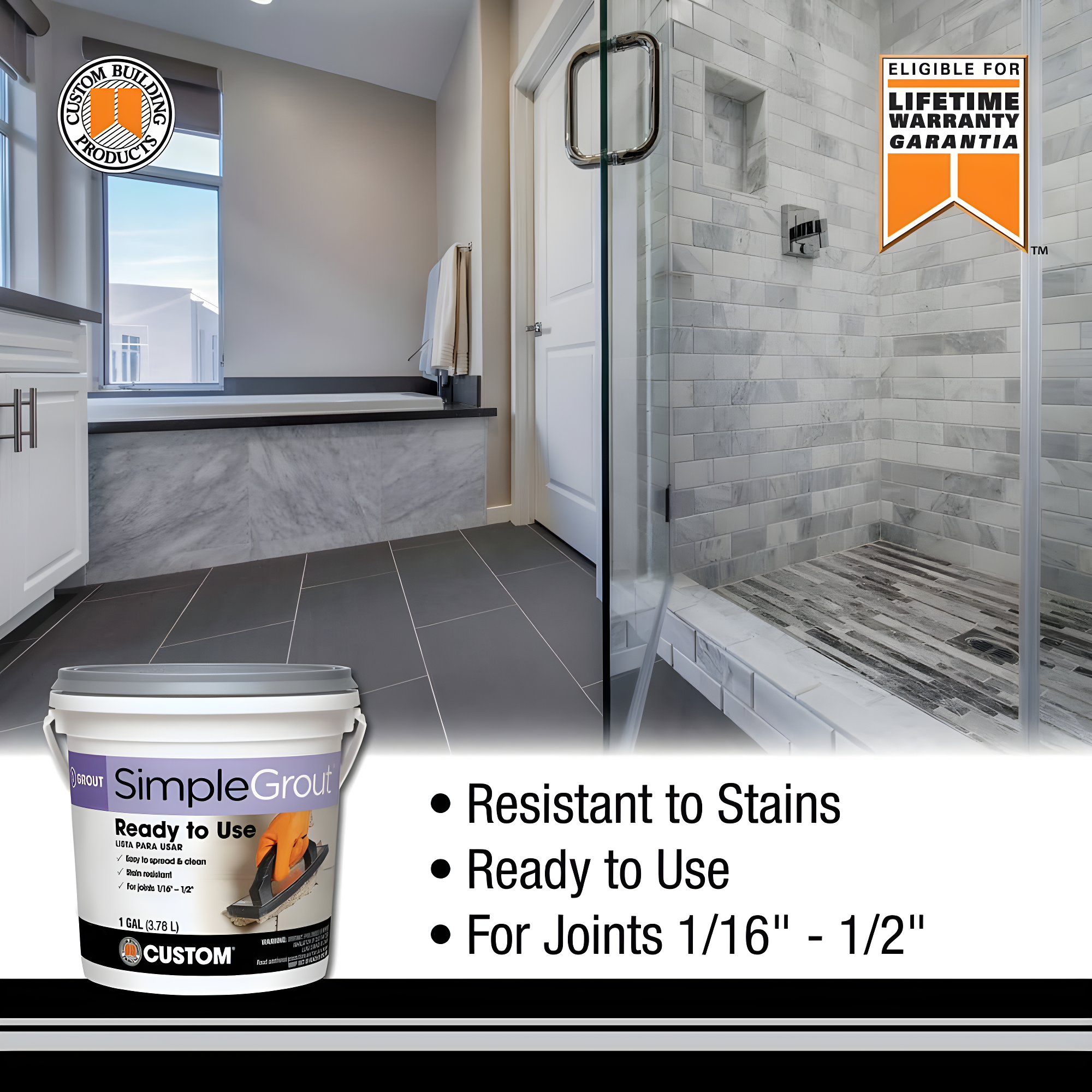 Custom Building Products Simplegrout Quart Delorean Gray Sanded Tile Grout