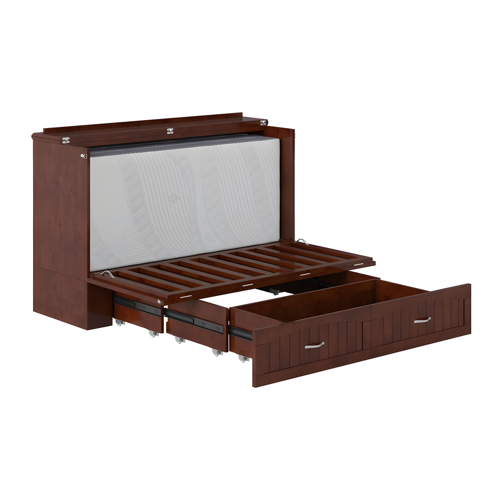 Queen Southampton Murphy Bed Chest with USB Turbo Charger Walnut - AFI: Space-Saving, Hardwood Frame, No Box Spring Needed