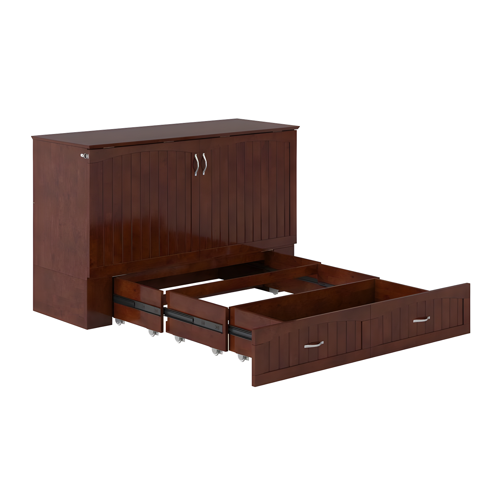 Queen Southampton Murphy Bed Chest with USB Turbo Charger Walnut - AFI: Space-Saving, Hardwood Frame, No Box Spring Needed