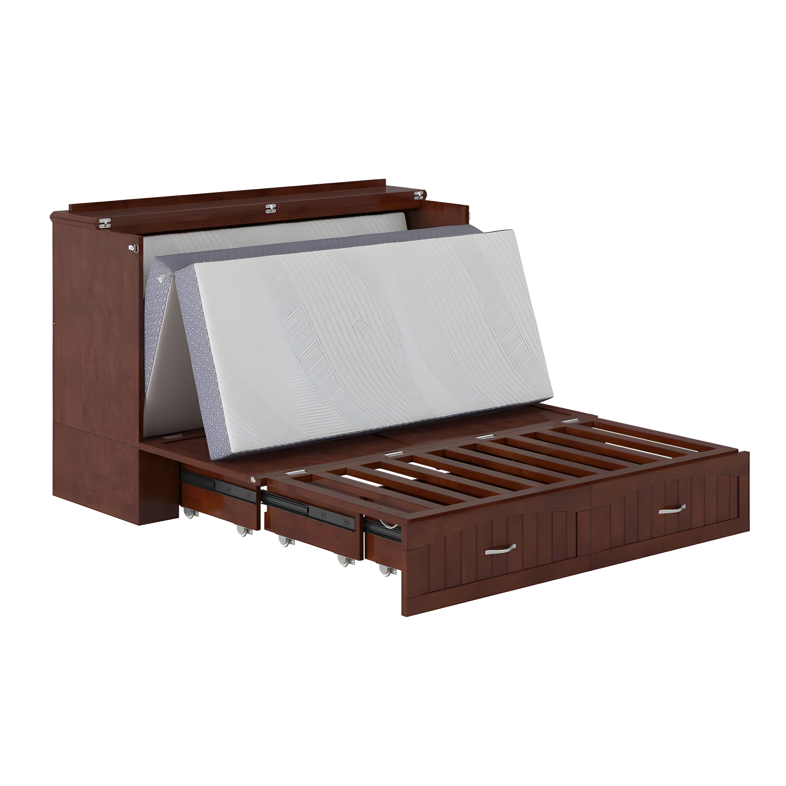 Queen Southampton Murphy Bed Chest with USB Turbo Charger Walnut - AFI: Space-Saving, Hardwood Frame, No Box Spring Needed